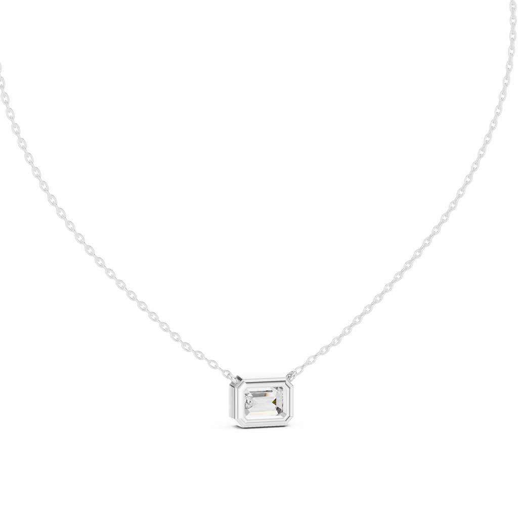 2.50 Carat Emerald Cut Lab Diamond Bezel Set Pendant