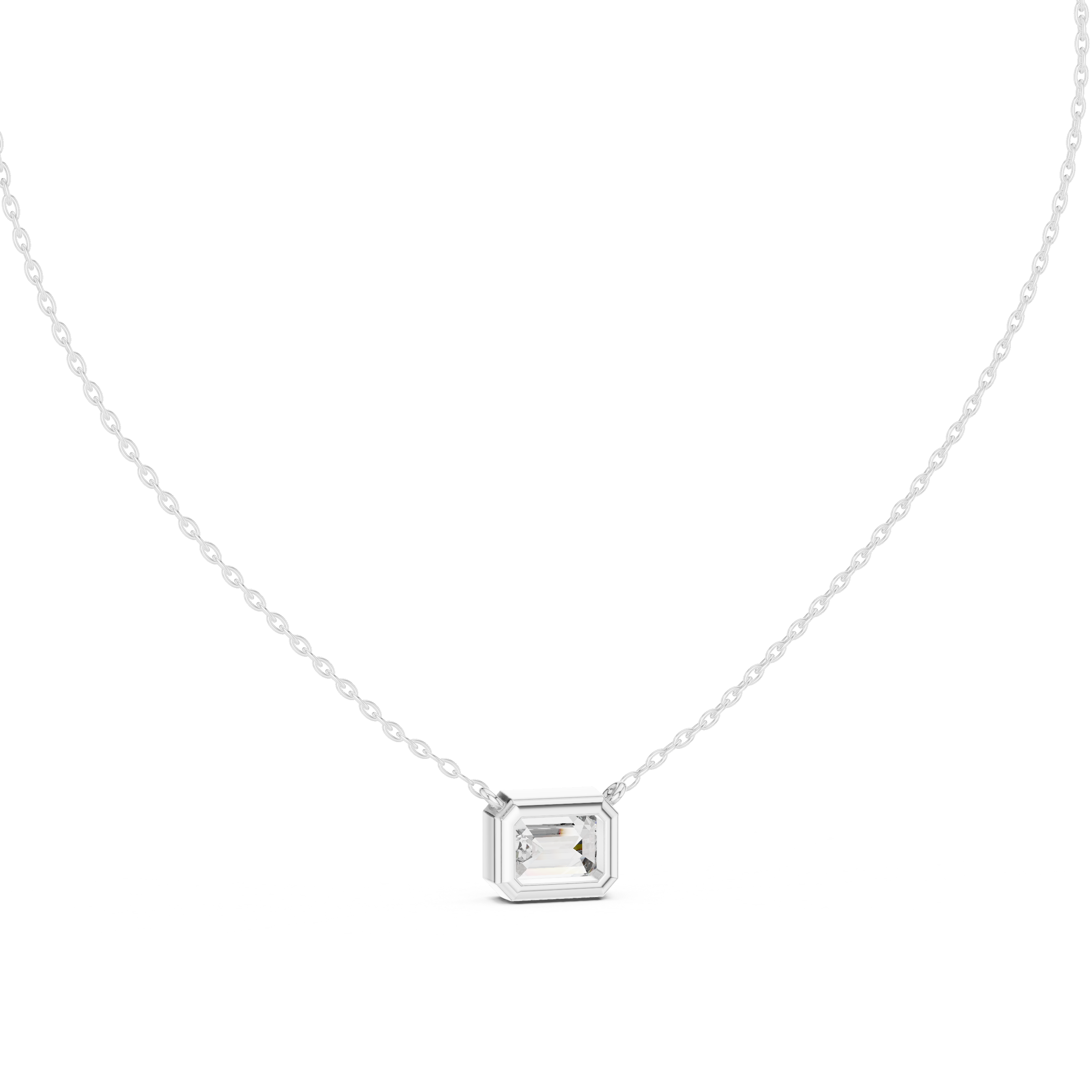 2.50 Carat Emerald Cut Lab Diamond Bezel Set Pendant