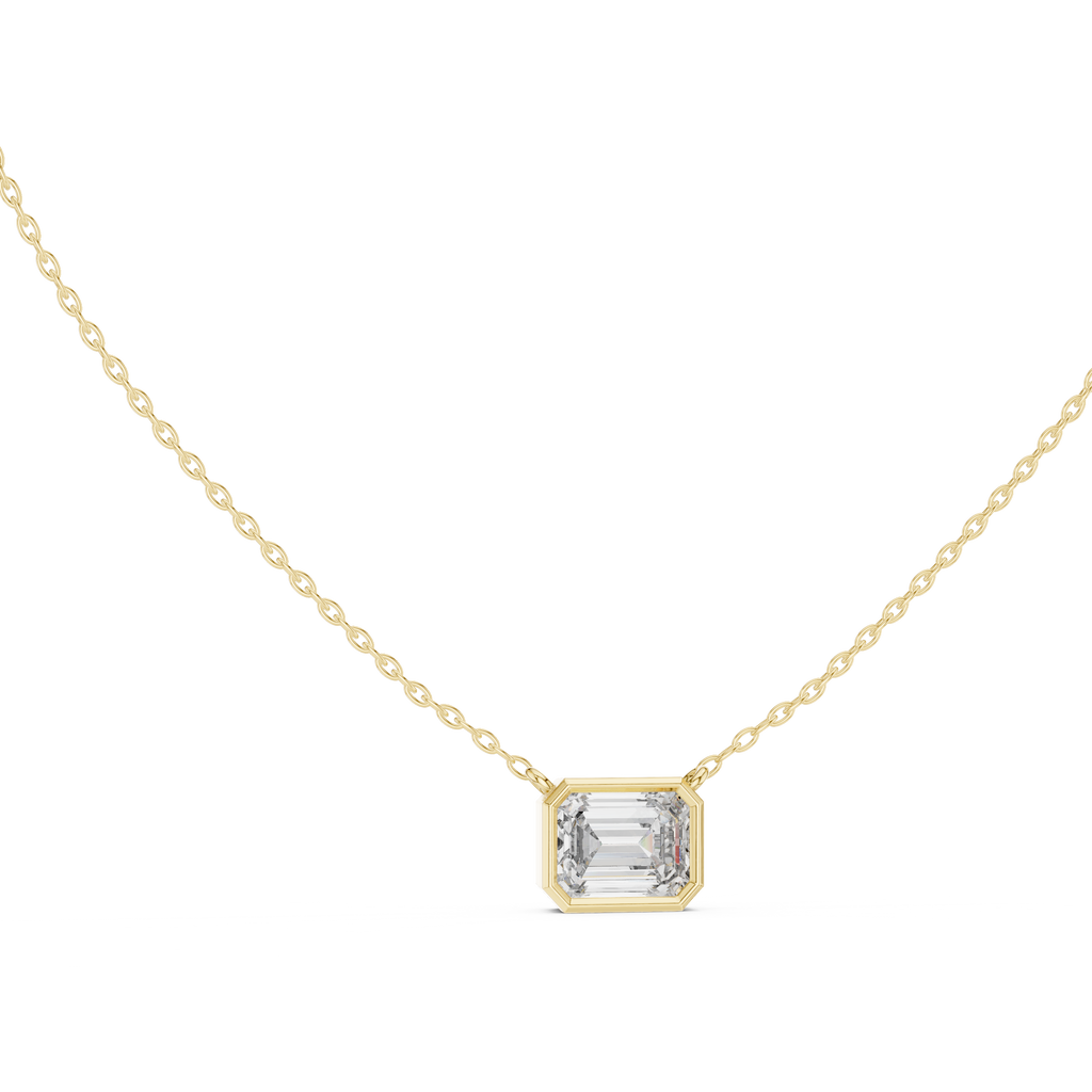 2.50 Carat Emerald Cut Lab Diamond Bezel Set Pendant
