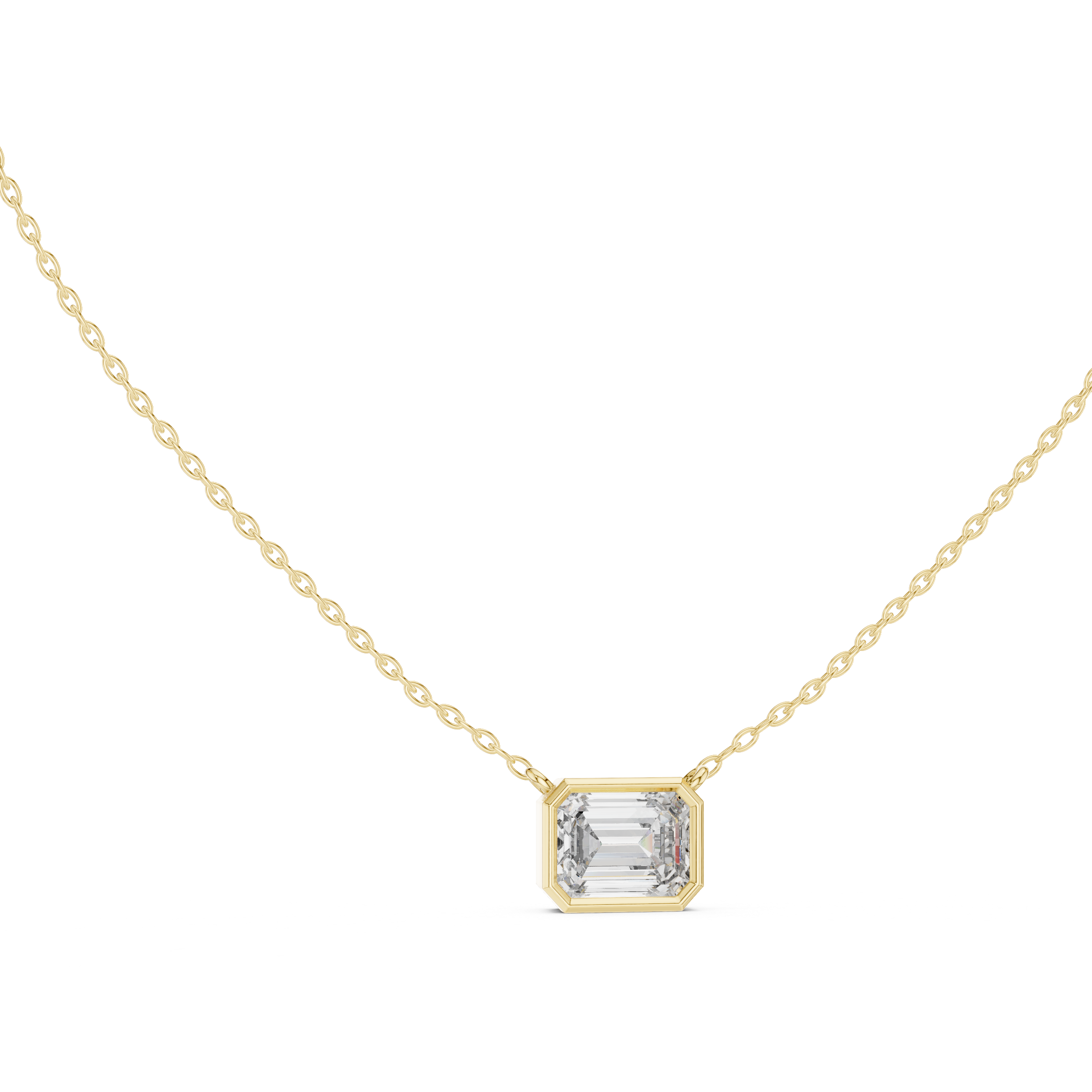 2.50 Carat Emerald Cut Lab Diamond Bezel Set Pendant