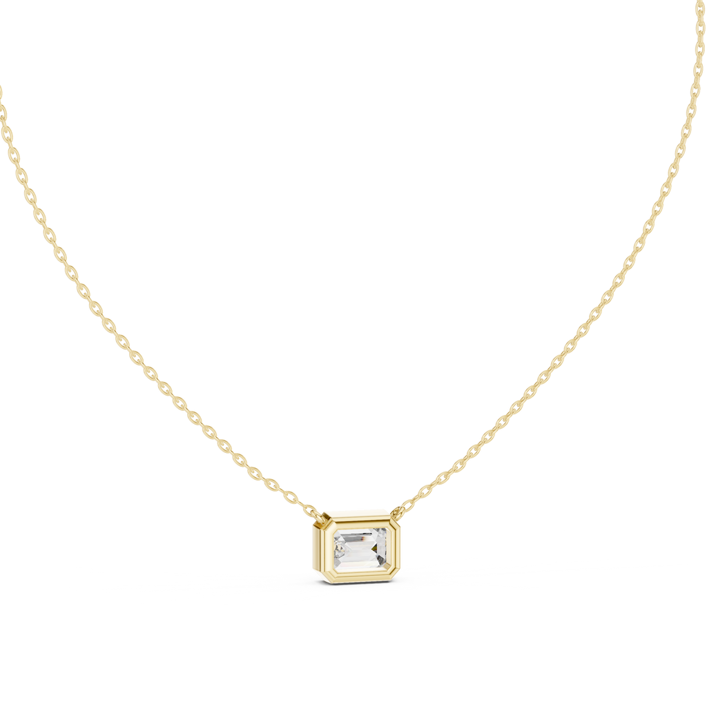 2.50 Carat Emerald Cut Lab Diamond Bezel Set Pendant
