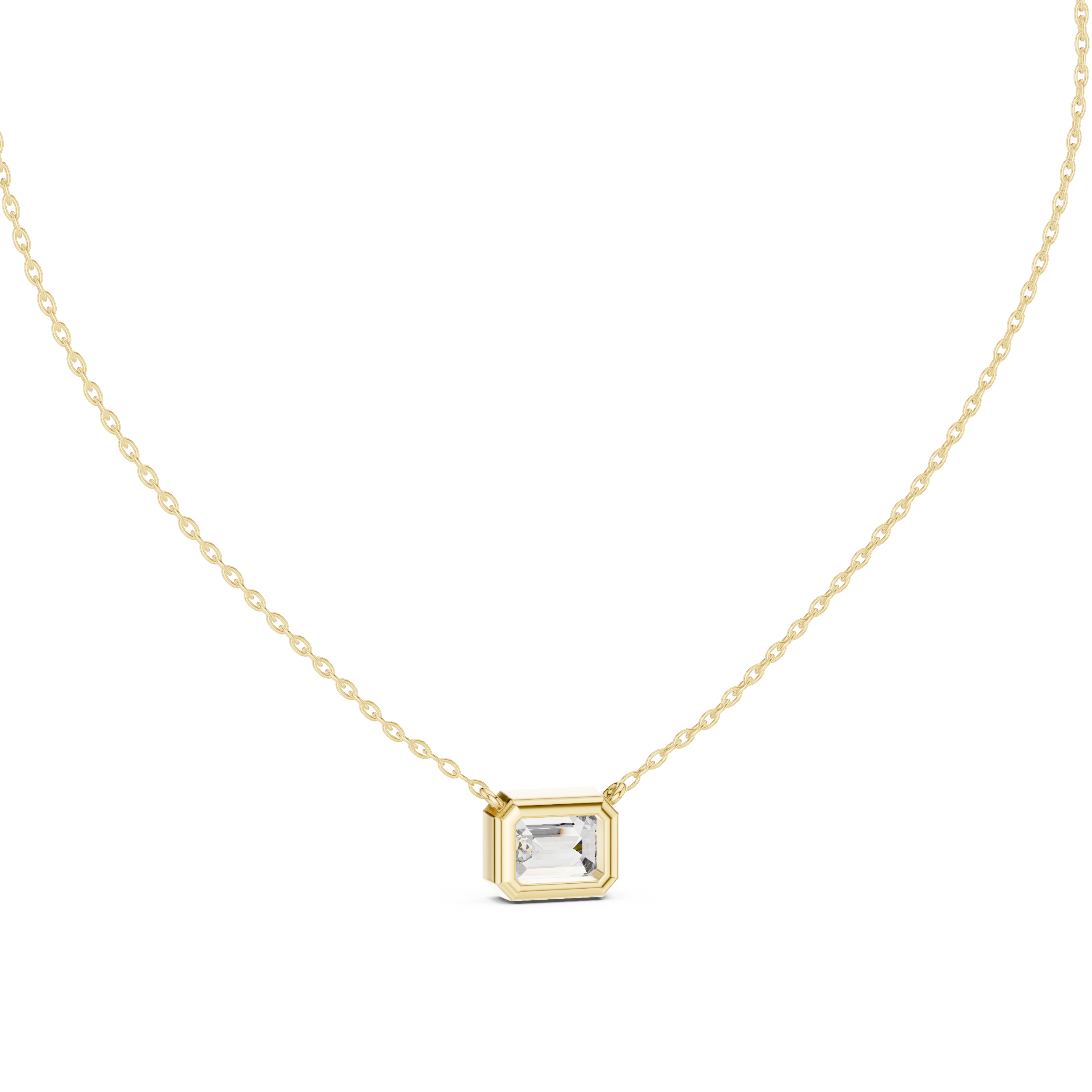 2.50 Carat Emerald Cut Lab Diamond Bezel Set Pendant