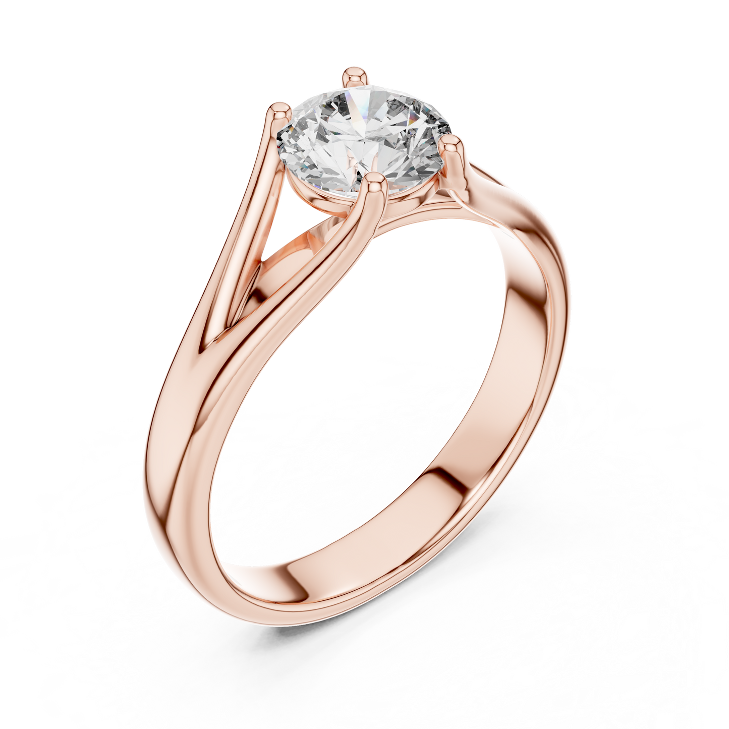 Round Cut Lab Diamond Split Shank Solitaire Ring