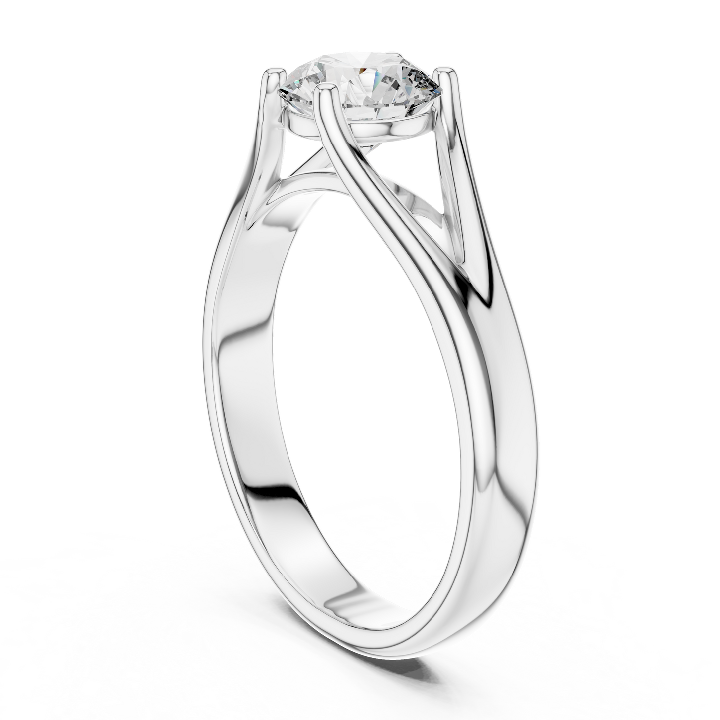Round Cut Lab Diamond Split Shank Solitaire Ring