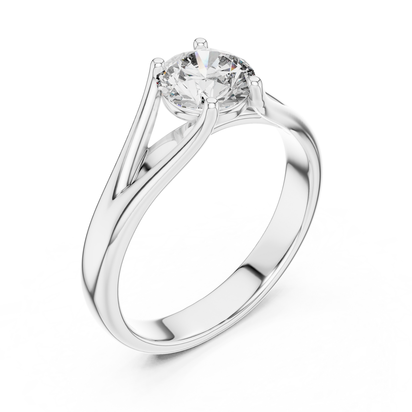 Round Cut Lab Diamond Split Shank Solitaire Ring