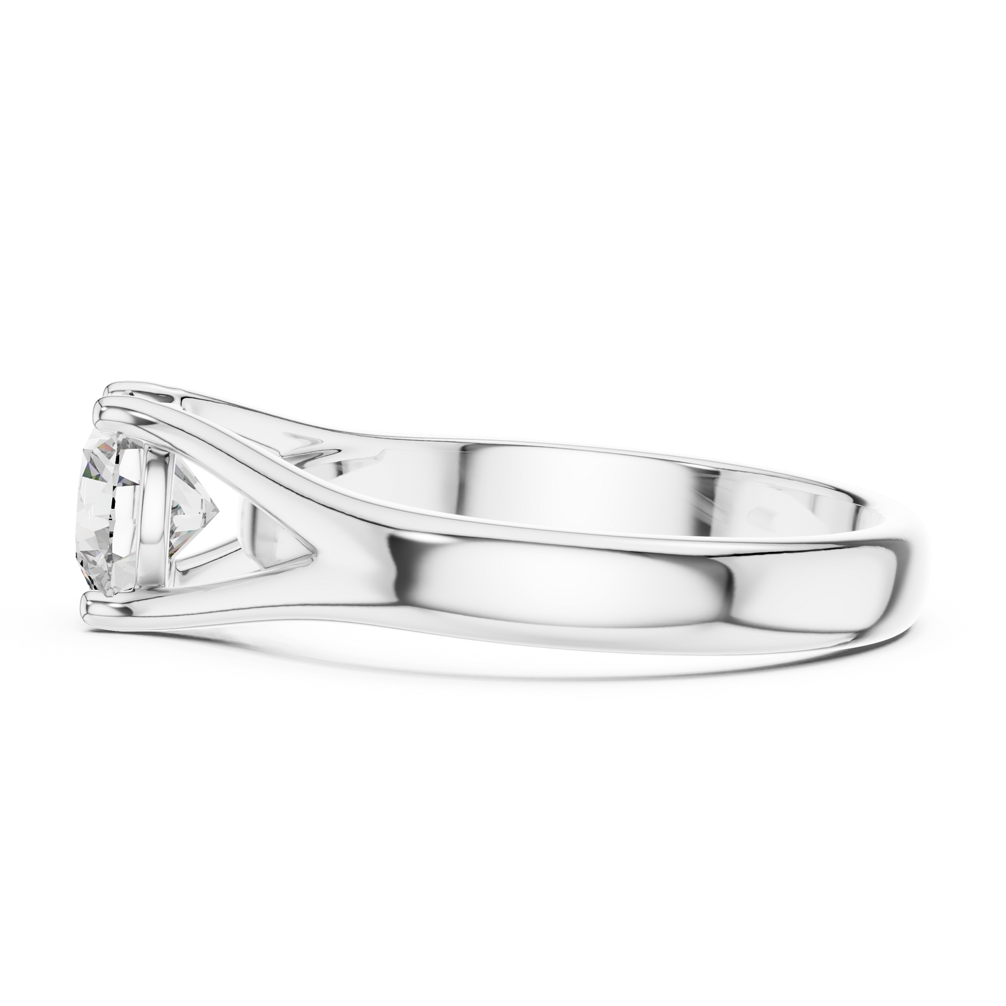 Round Cut Lab Diamond Split Shank Solitaire Ring
