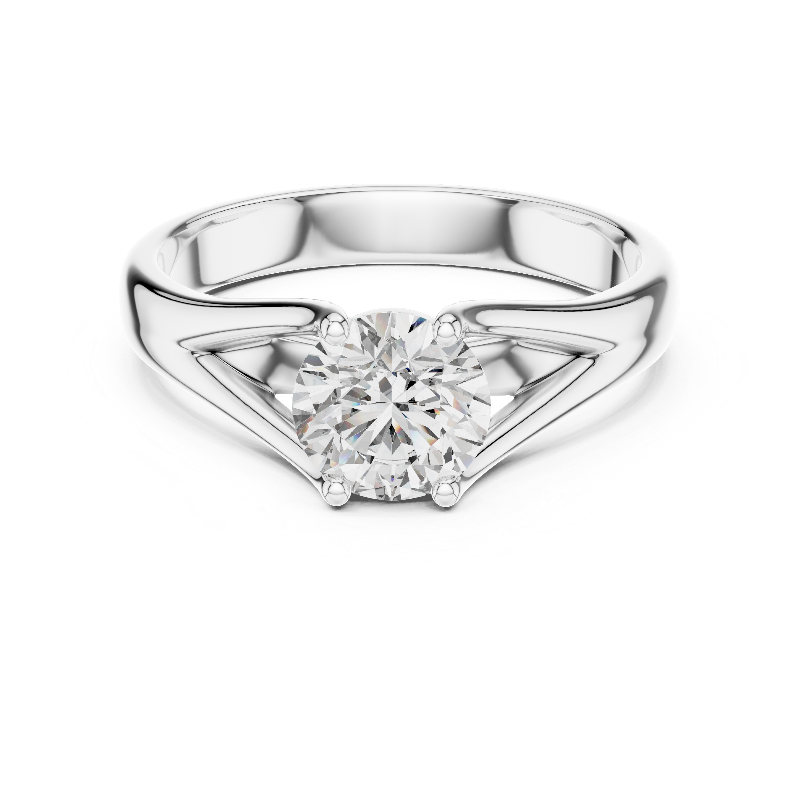 Round Cut Lab Diamond Split Shank Solitaire Ring