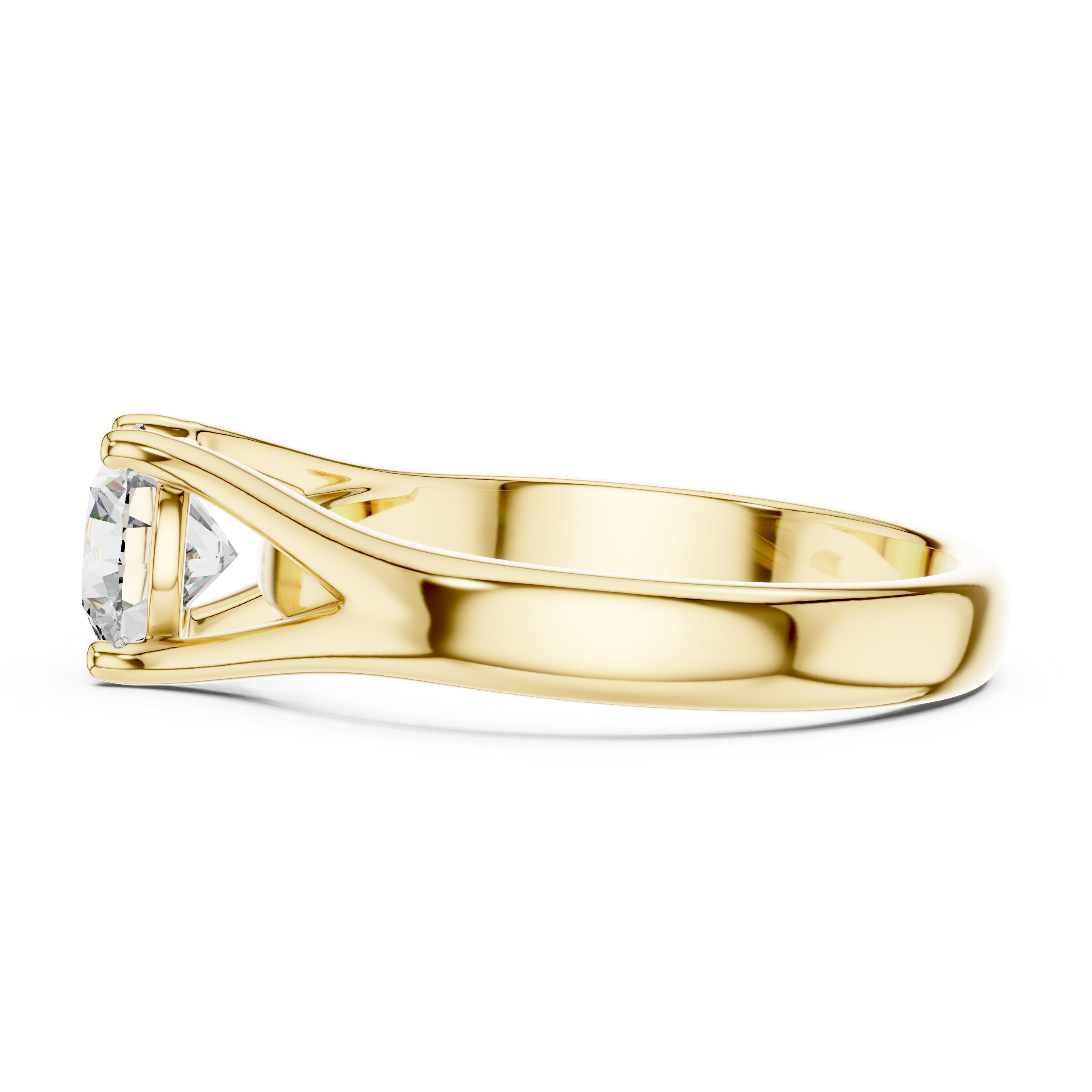 Round Cut Lab Diamond Split Shank Solitaire Ring