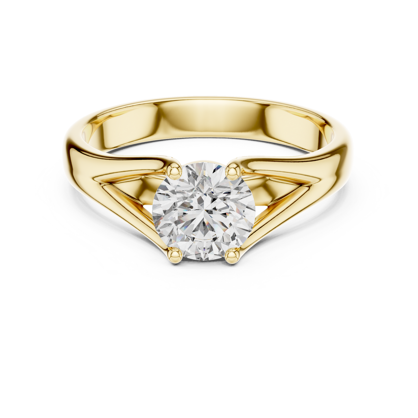 Round Cut Lab Diamond Split Shank Solitaire Ring