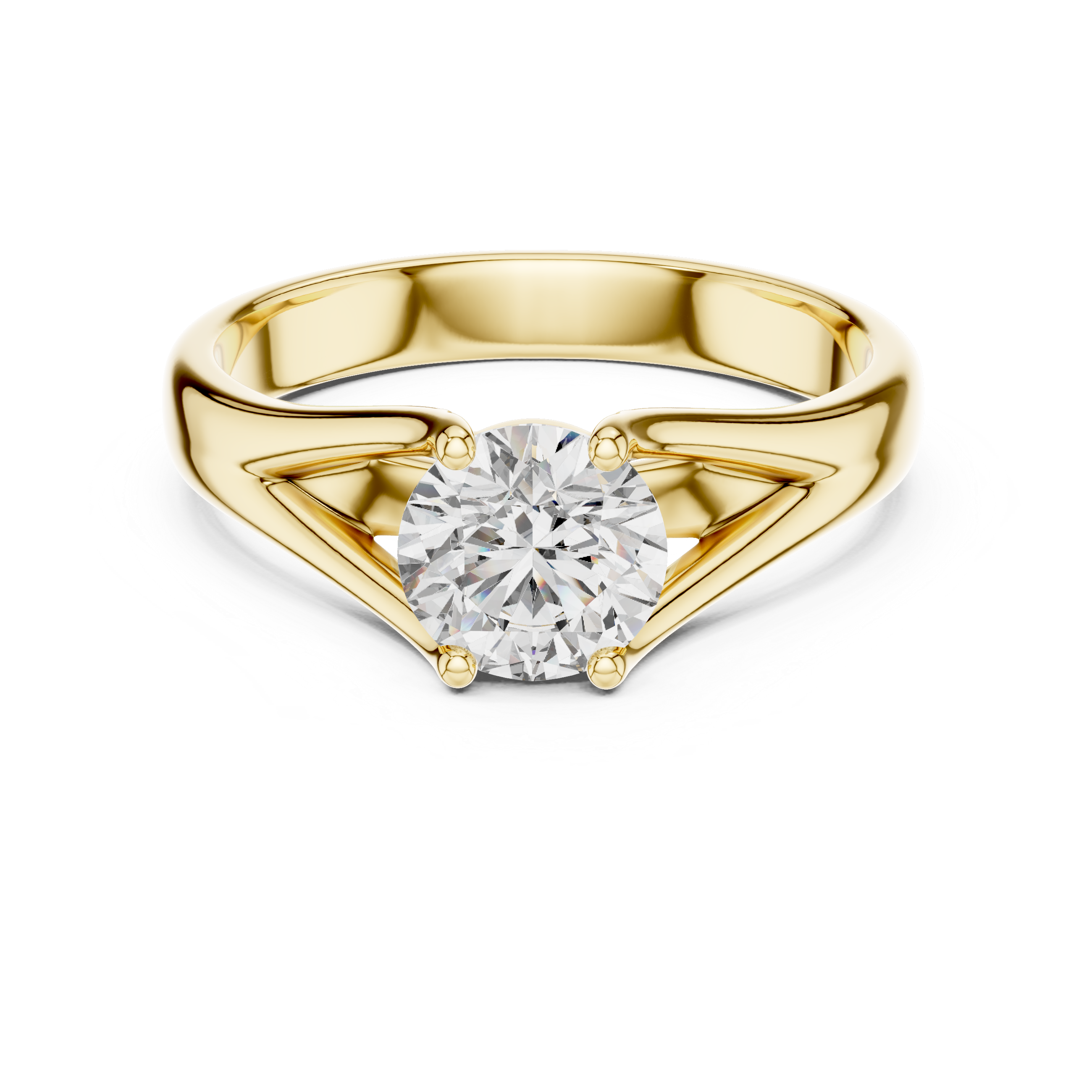 Round Cut Lab Diamond Split Shank Solitaire Ring
