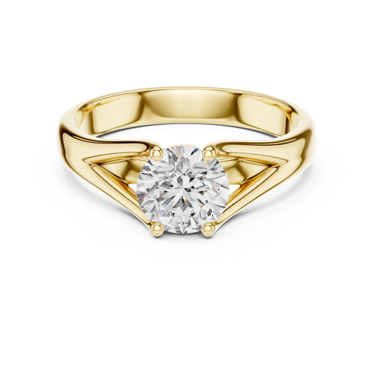 Round Cut Lab Diamond Split Shank Solitaire Ring