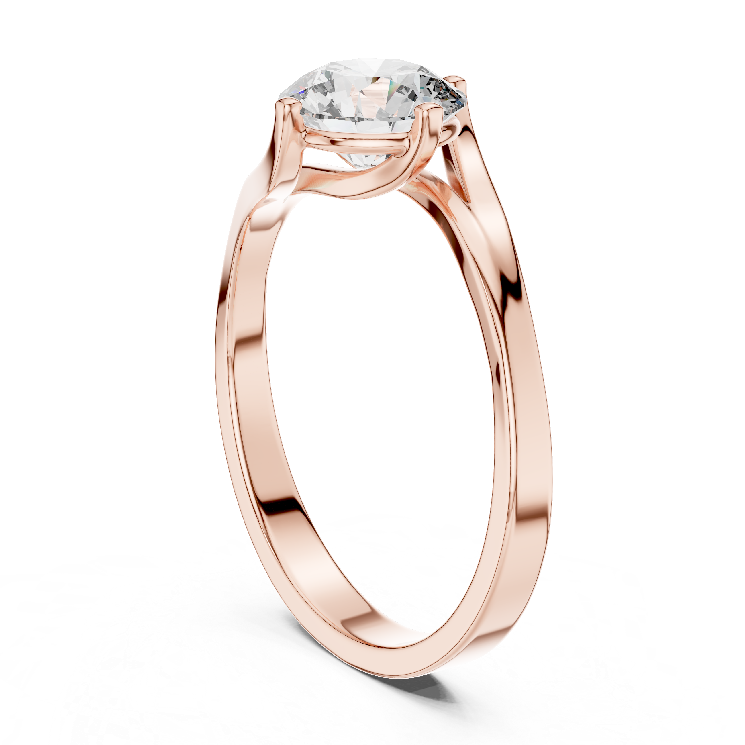 Round Cut Lab Diamond Bypass Engagement Ring