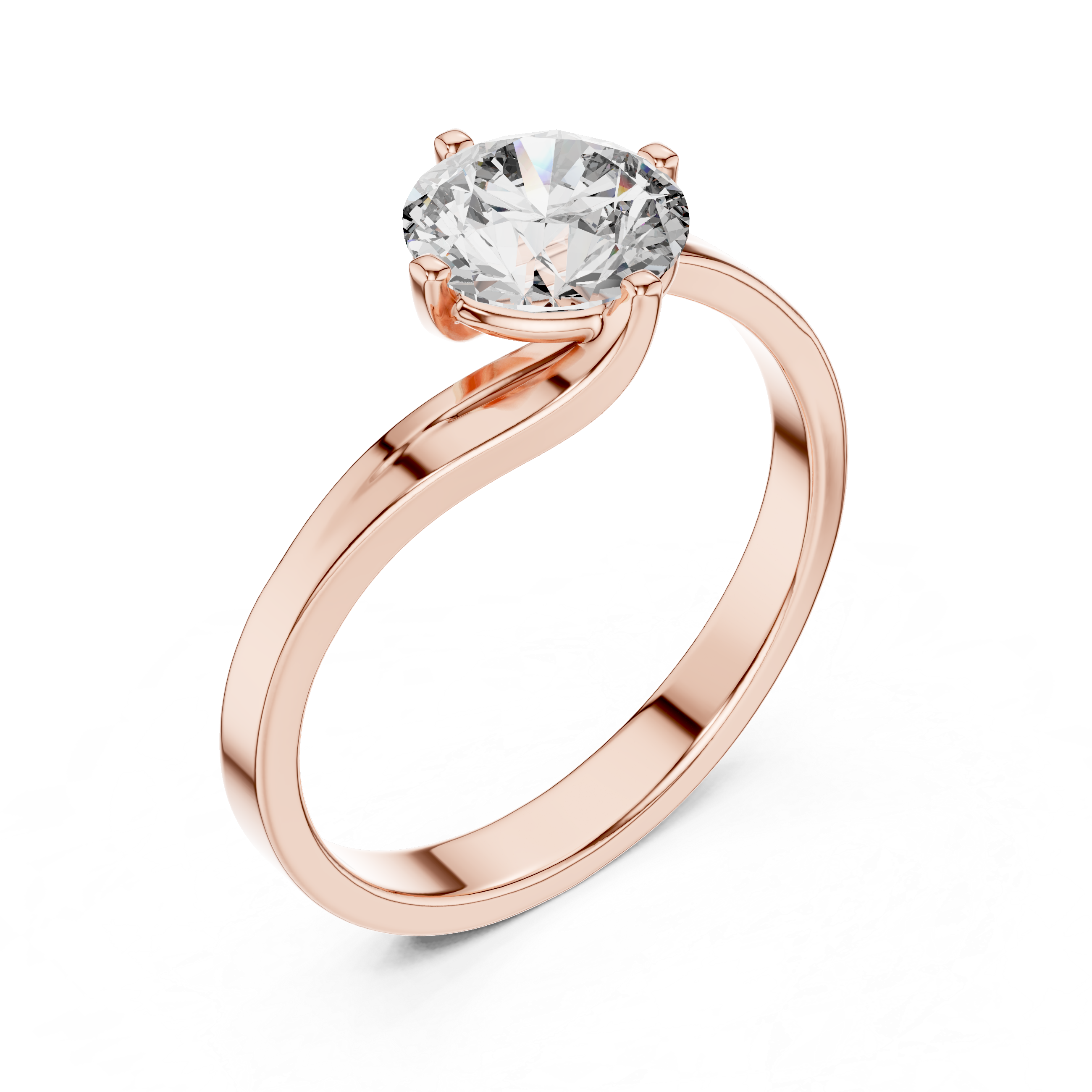 Round Cut Lab Diamond Bypass Engagement Ring