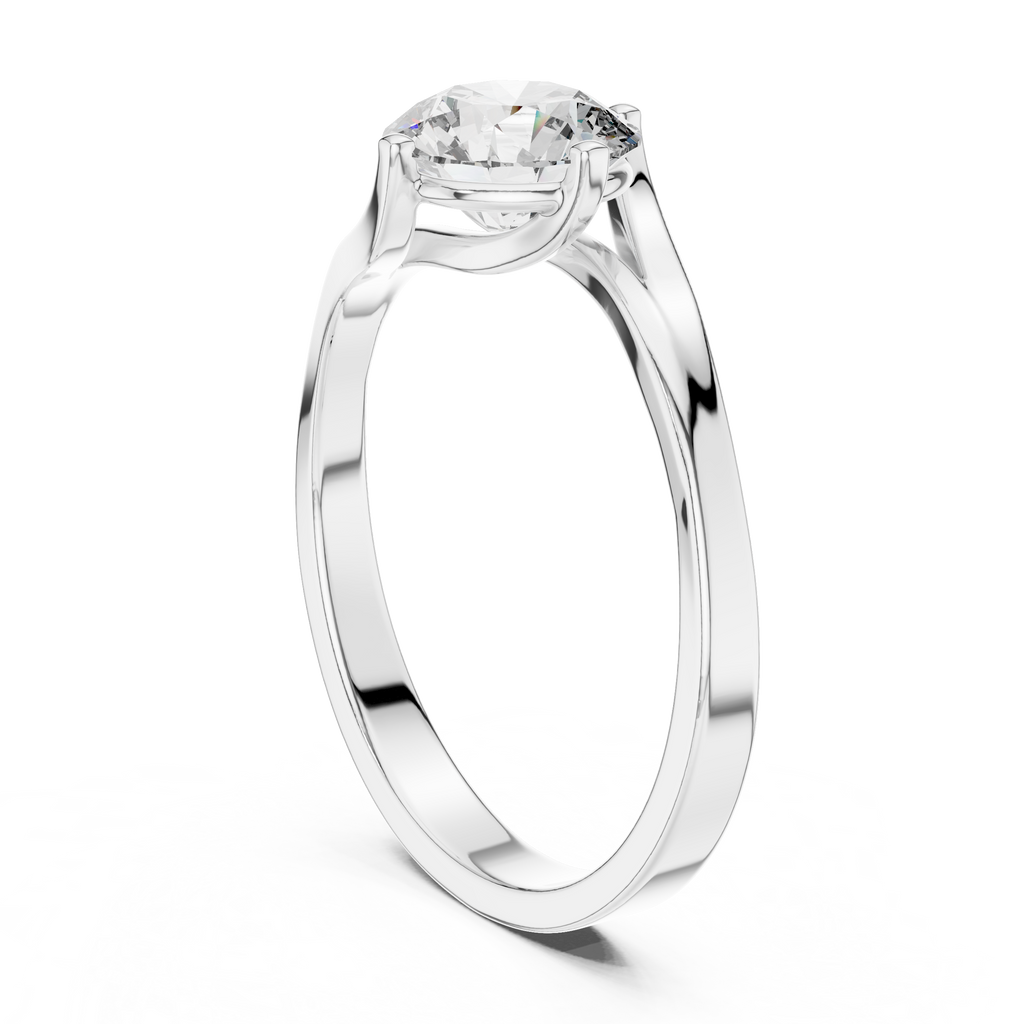 Round Cut Lab Diamond Bypass Engagement Ring