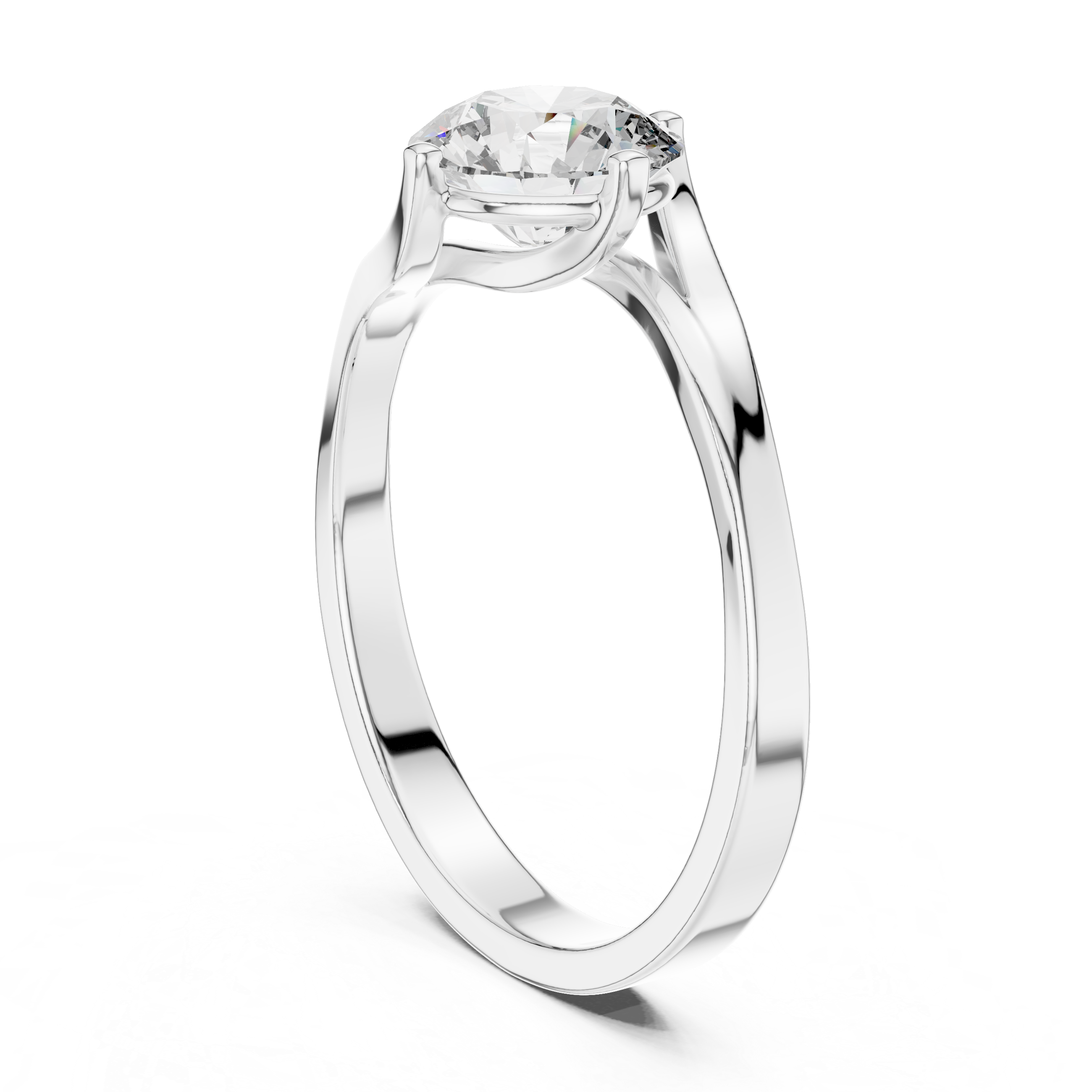 Round Cut Lab Diamond Bypass Engagement Ring