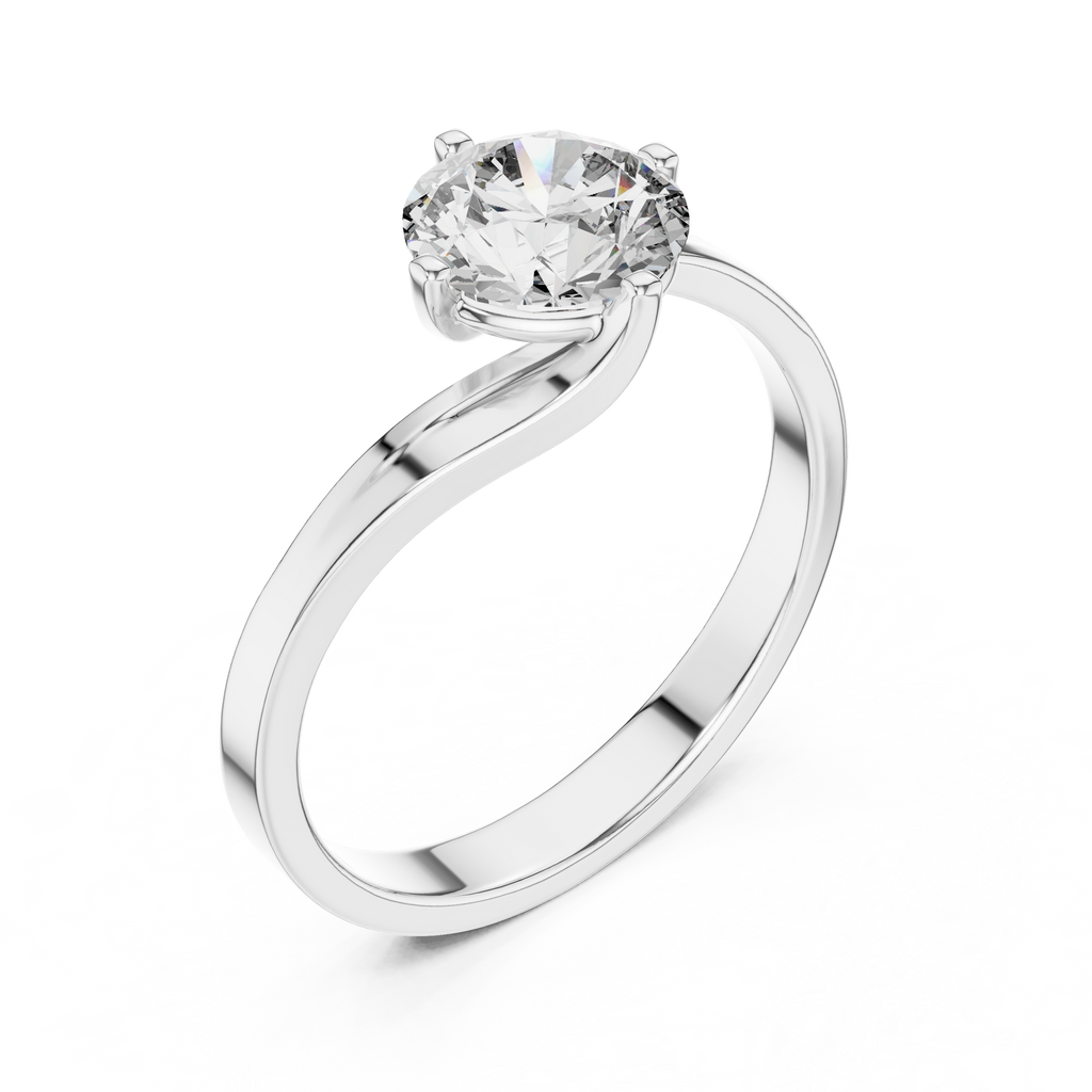 Round Cut Lab Diamond Bypass Engagement Ring