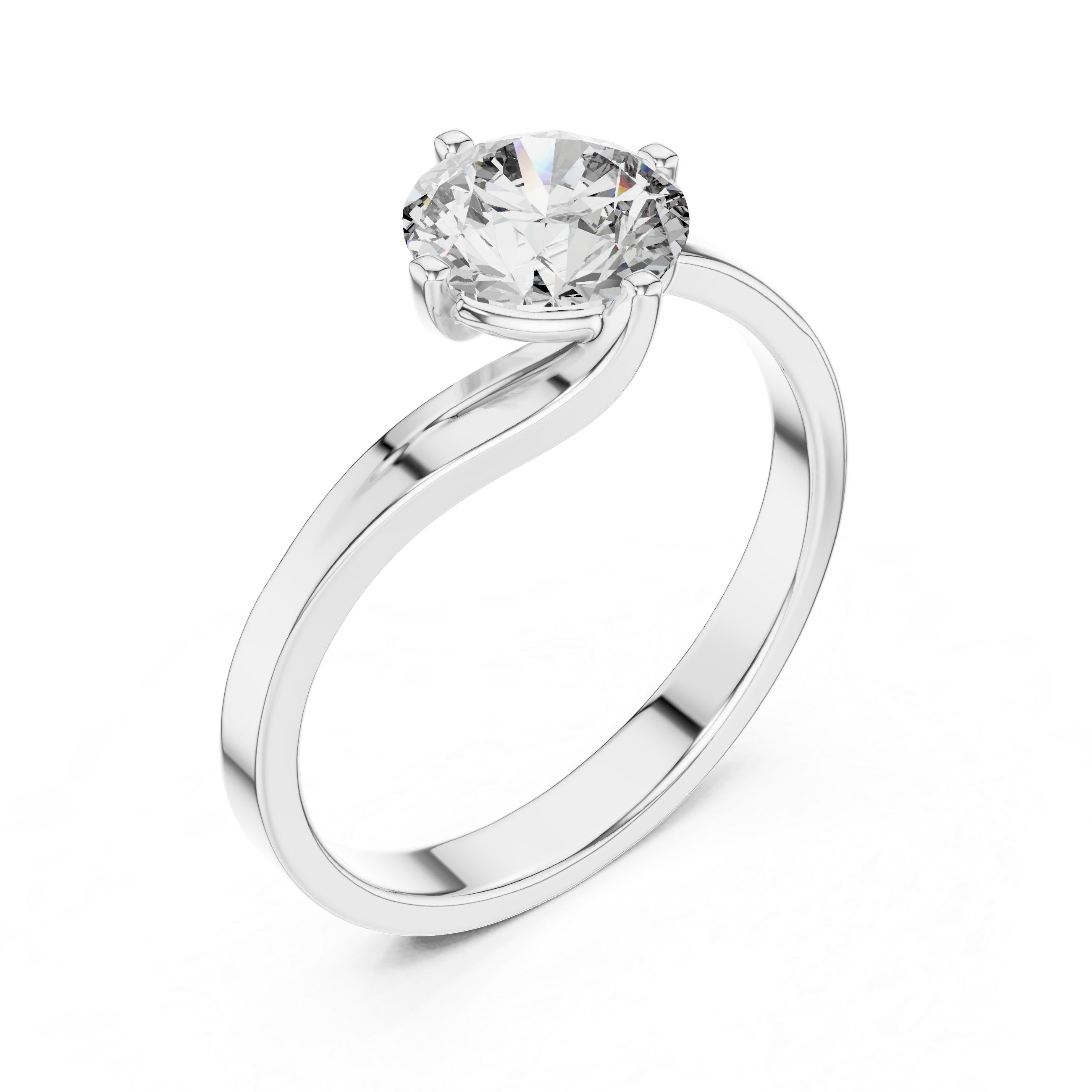 Round Cut Lab Diamond Bypass Engagement Ring