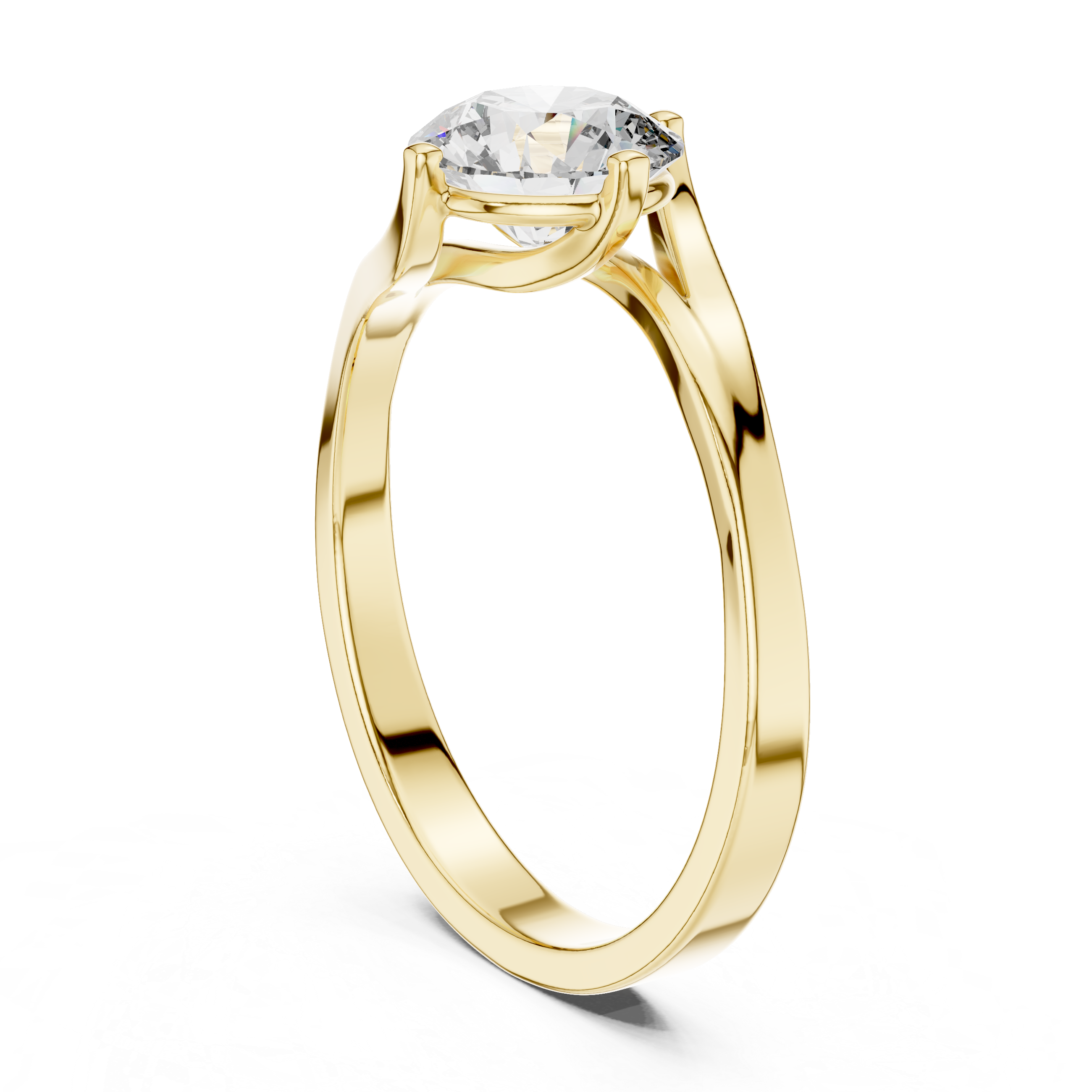 Round Cut Lab Diamond Bypass Engagement Ring