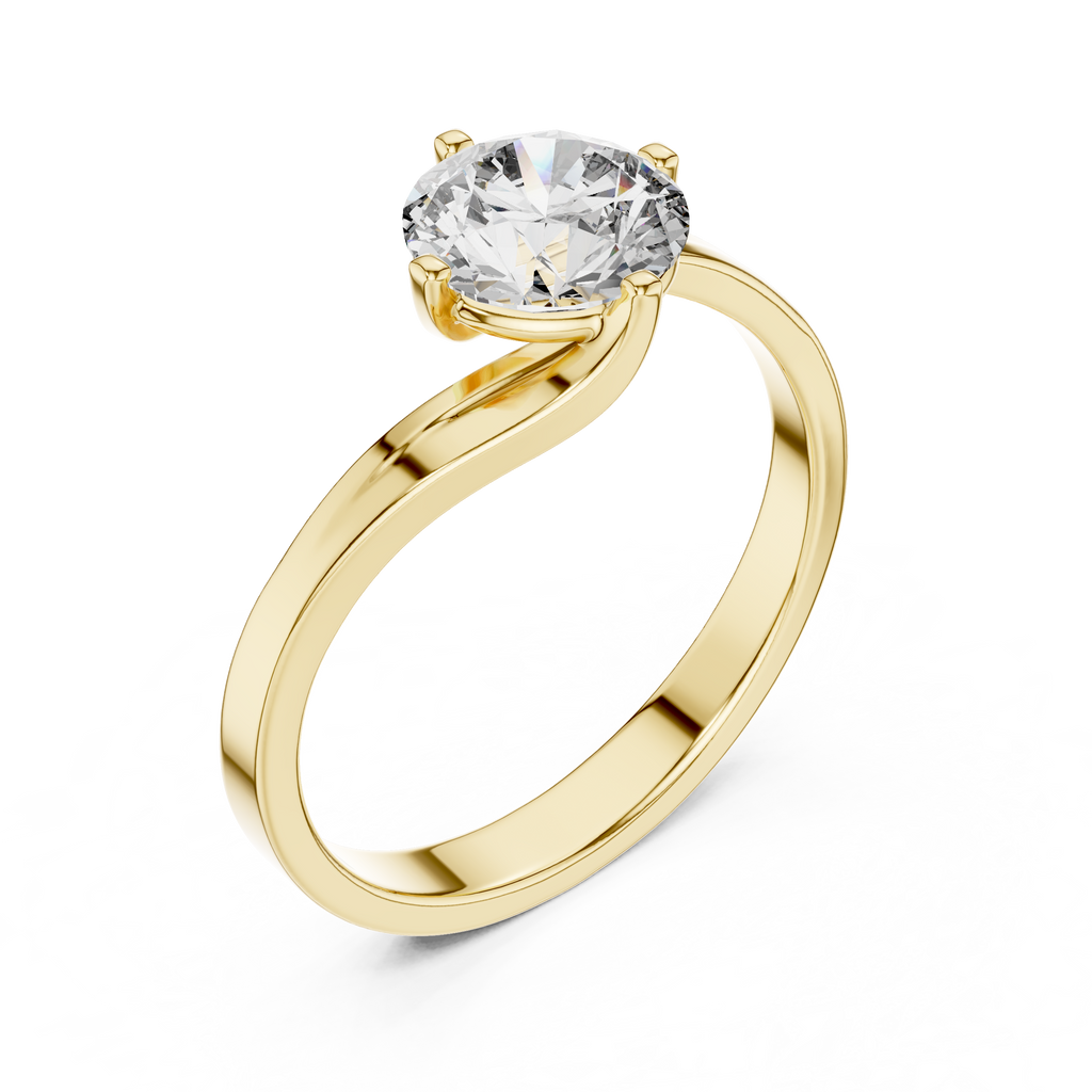 Round Cut Lab Diamond Bypass Engagement Ring