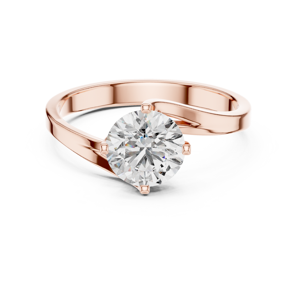 Round Cut Lab Diamond Bypass Engagement Ring