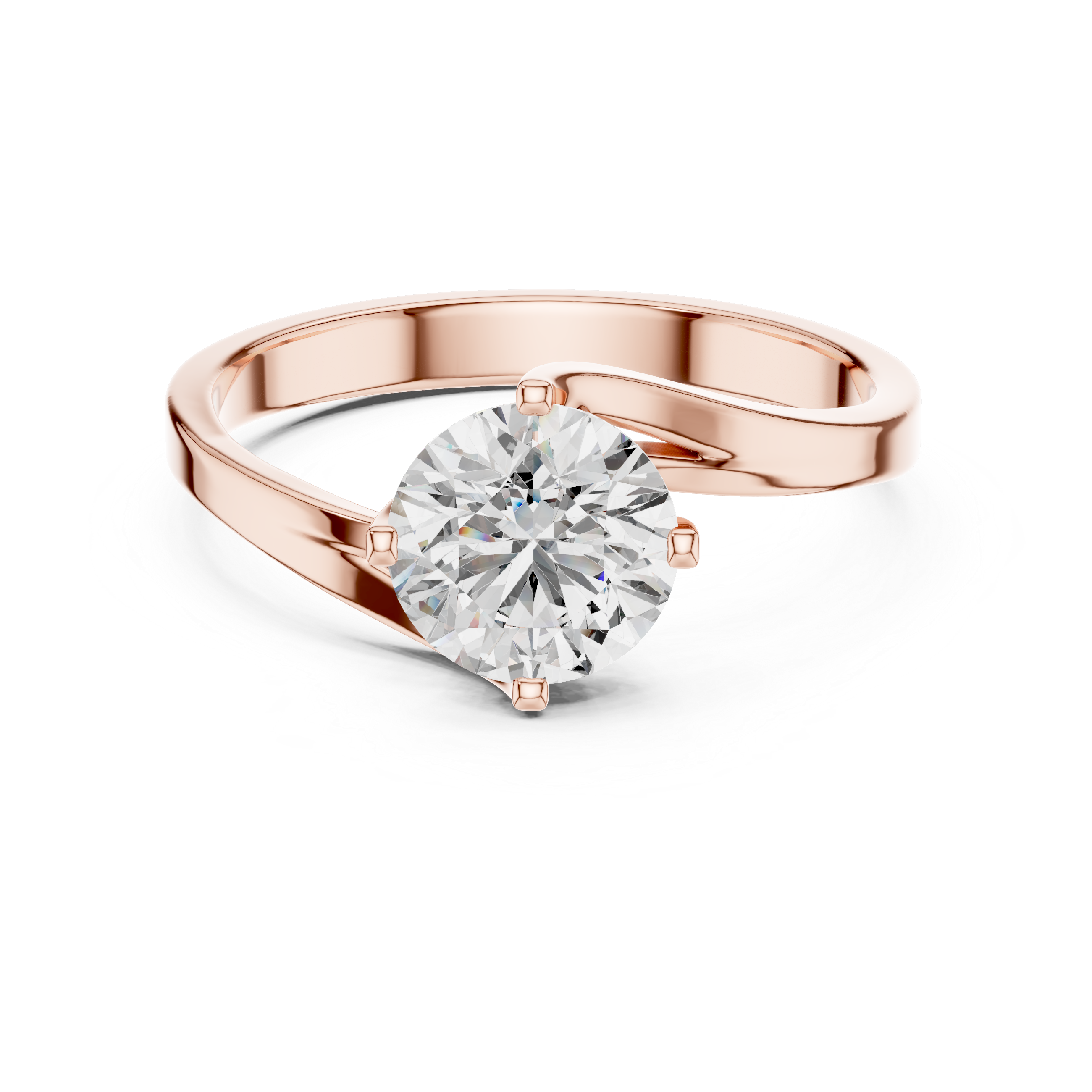 Round Cut Lab Diamond Bypass Engagement Ring