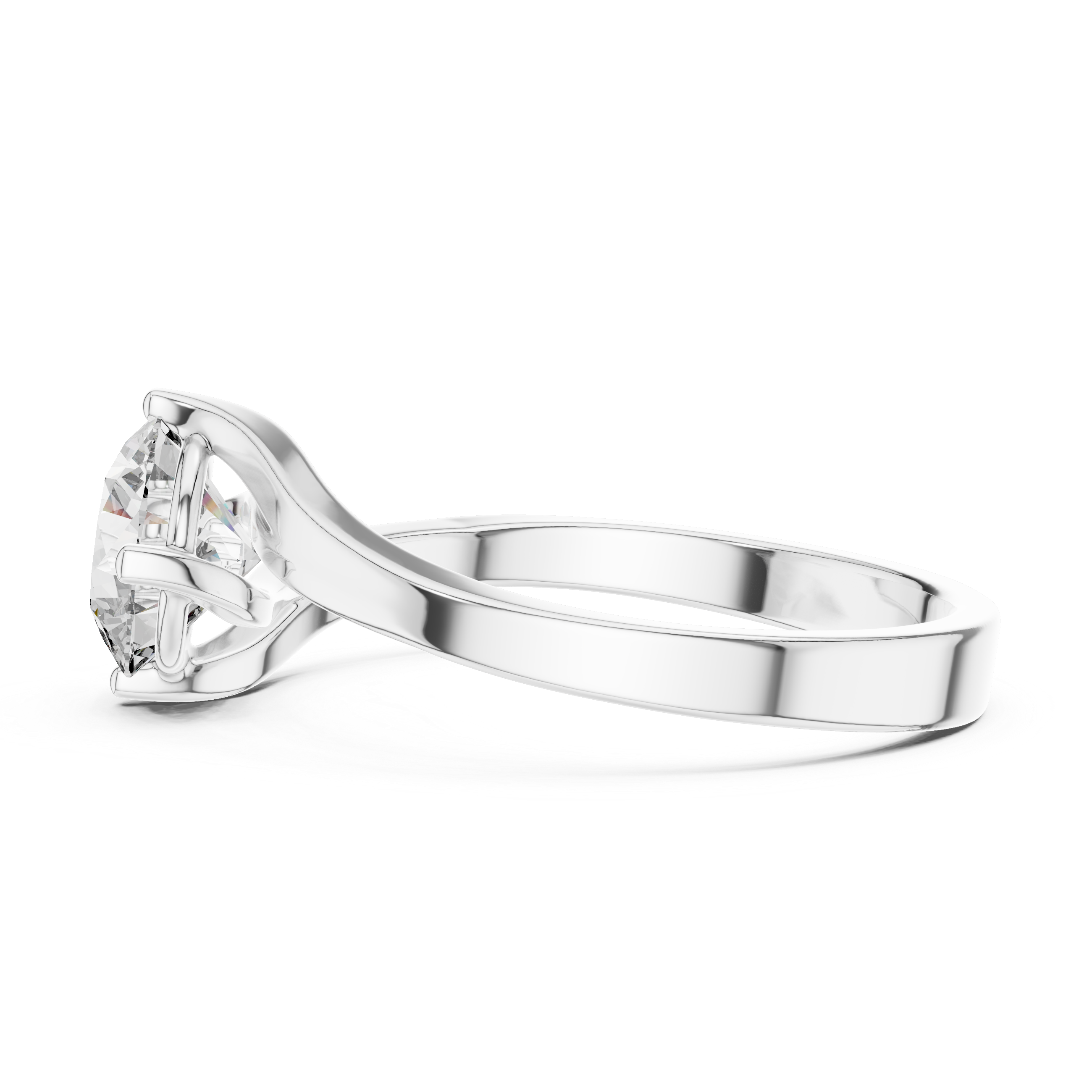 Round Cut Lab Diamond Bypass Engagement Ring