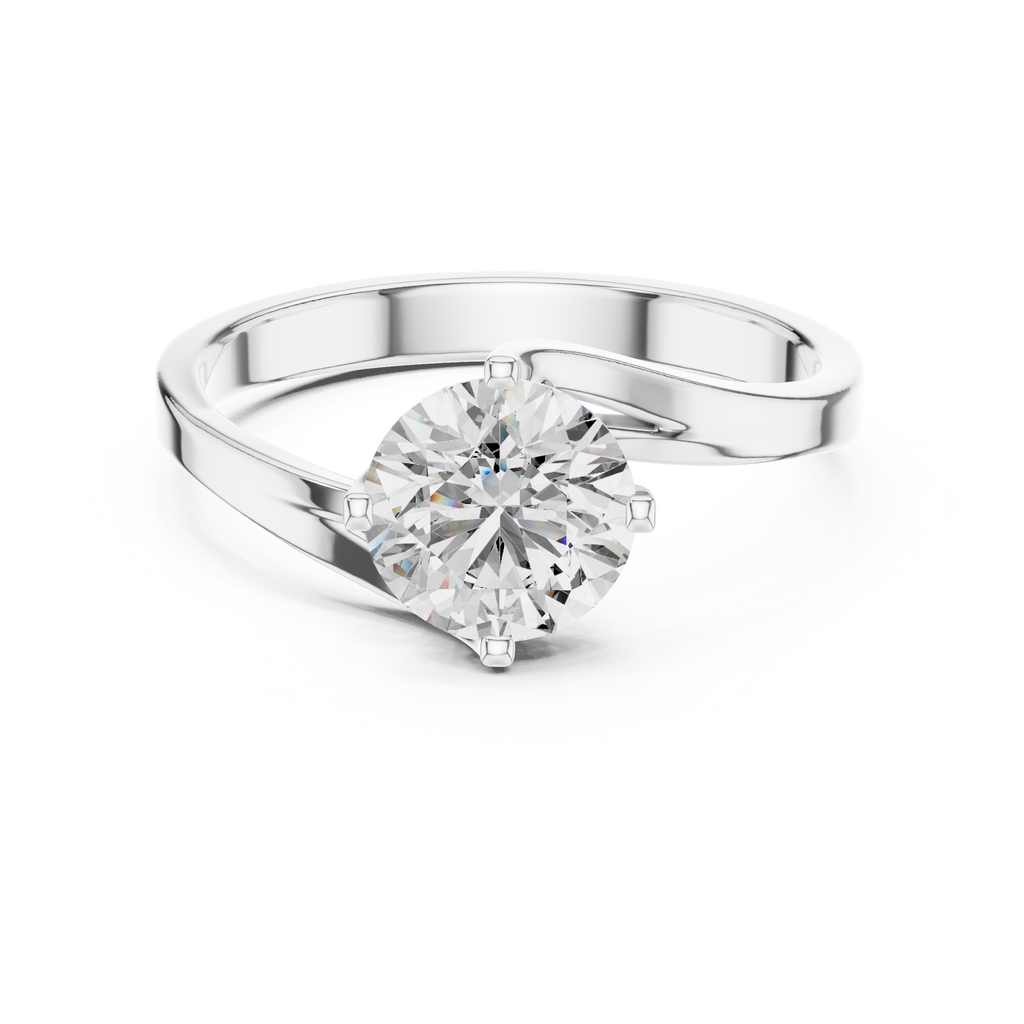 Round Cut Lab Diamond Bypass Engagement Ring