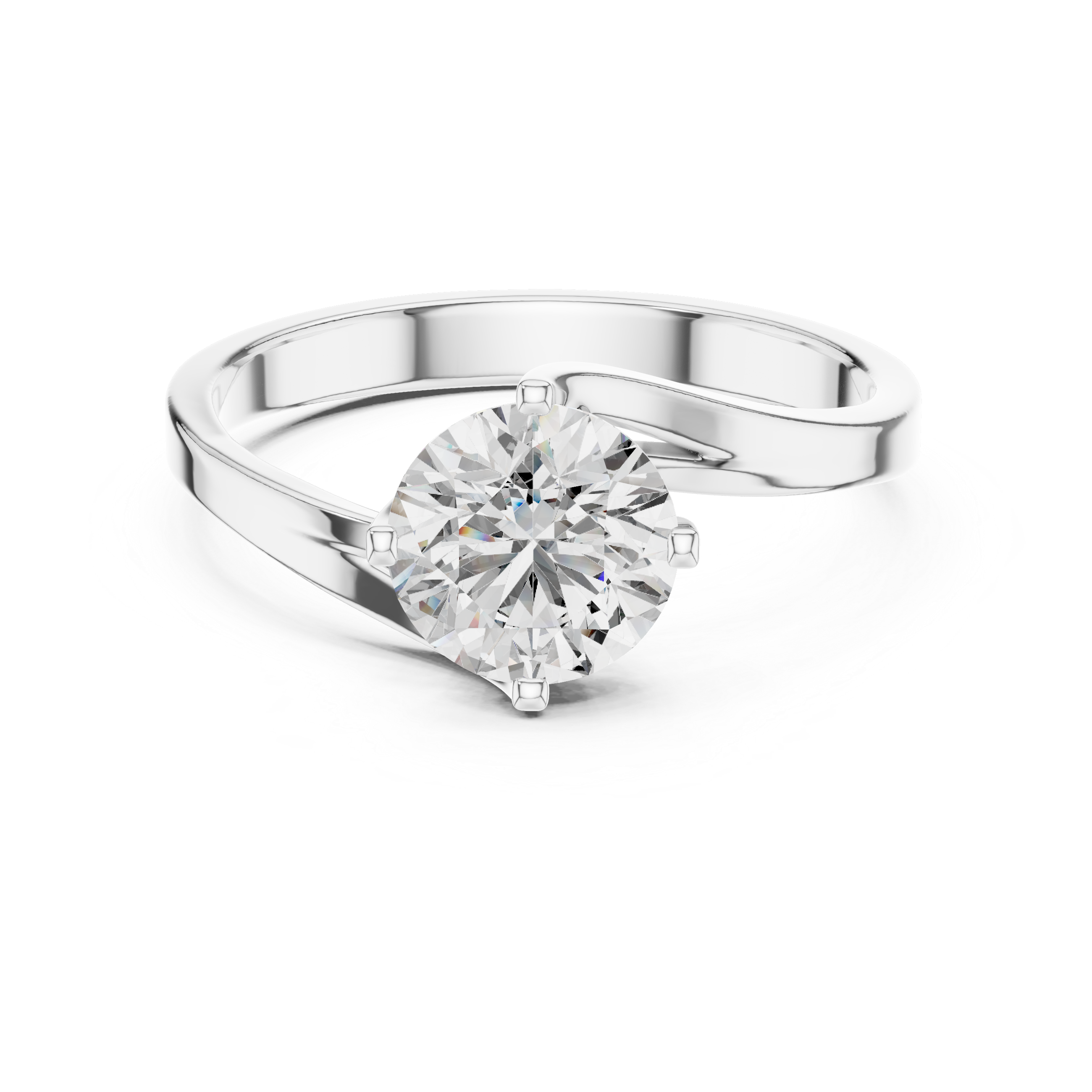 Round Cut Lab Diamond Bypass Engagement Ring