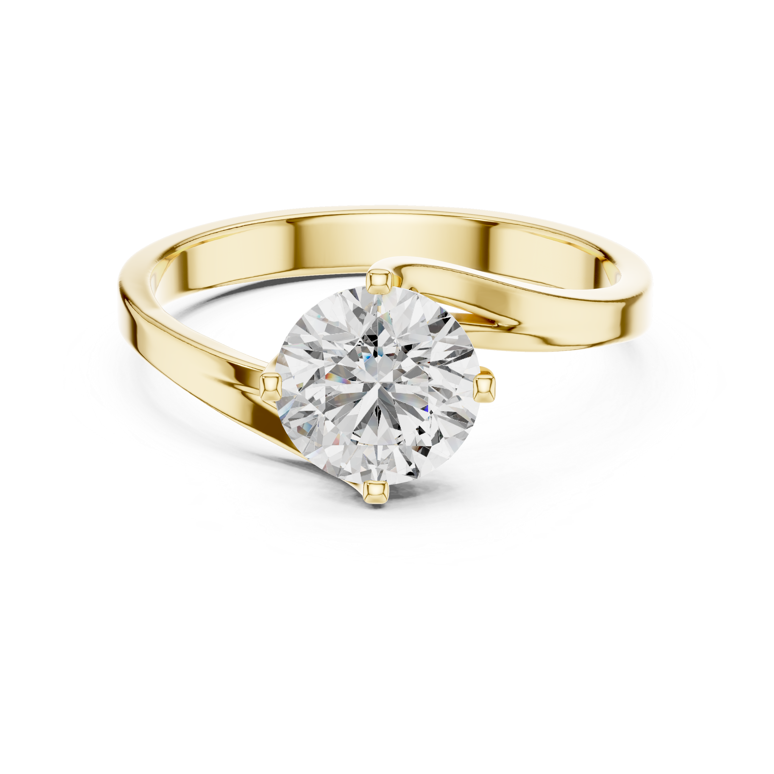 Round Cut Lab Diamond Bypass Engagement Ring