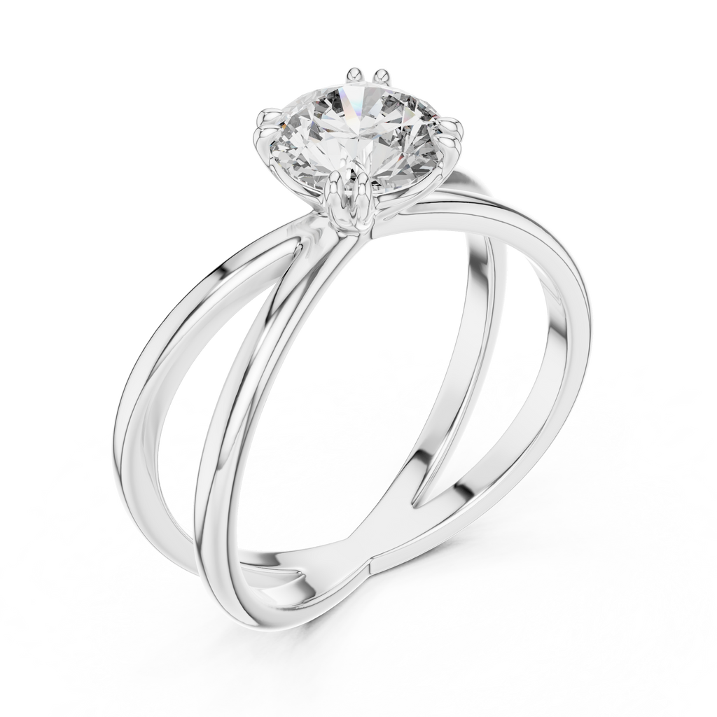 1 Carat Round Diamond Split Shank Engagement Ring