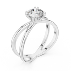 1 Carat Round Diamond Split Shank Engagement Ring