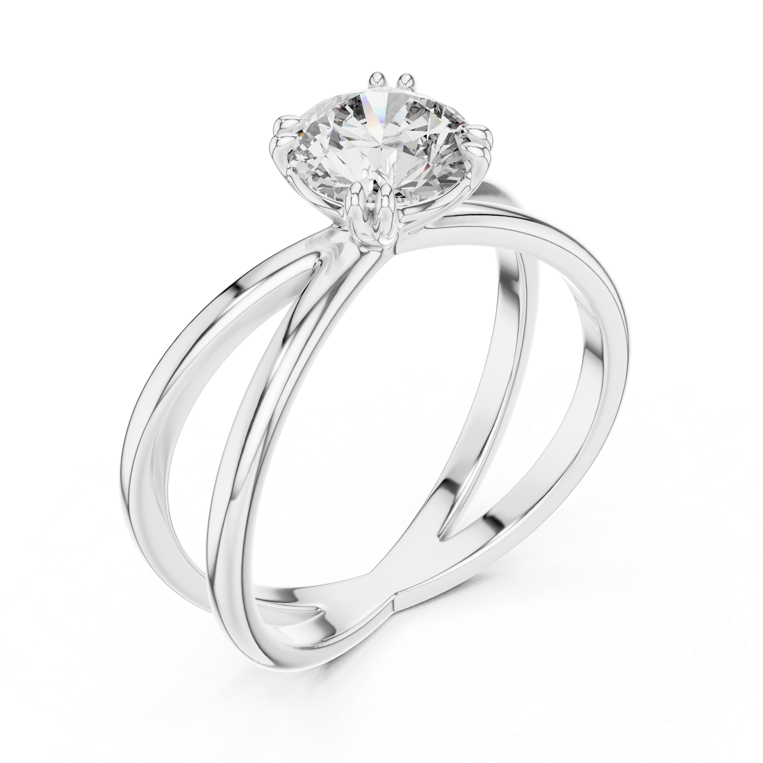 1 Carat Round Diamond Split Shank Engagement Ring