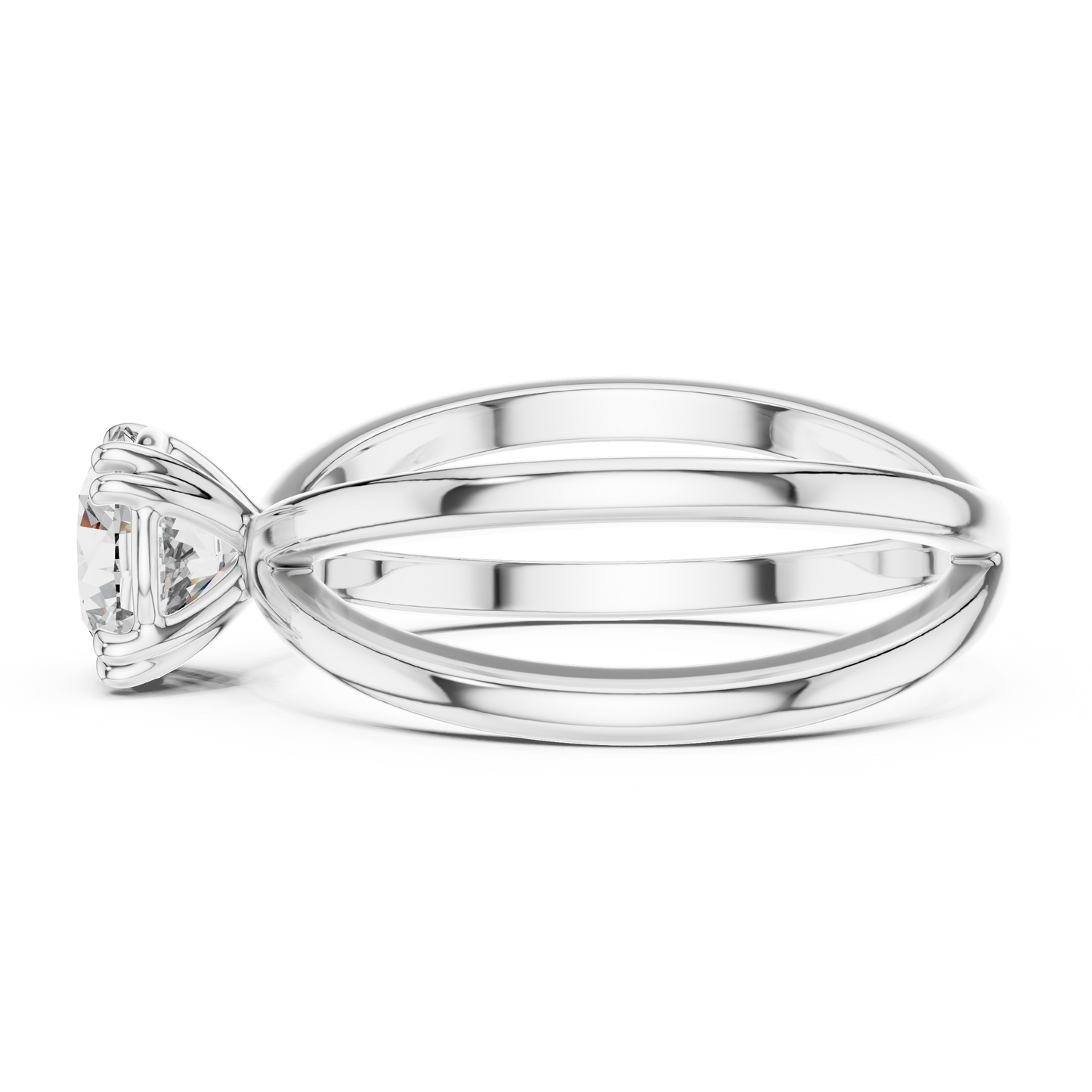 1 Carat Round Diamond Split Shank Engagement Ring