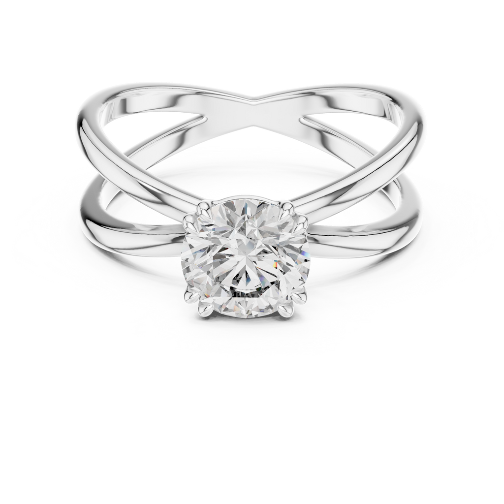 1 Carat Round Diamond Split Shank Engagement Ring