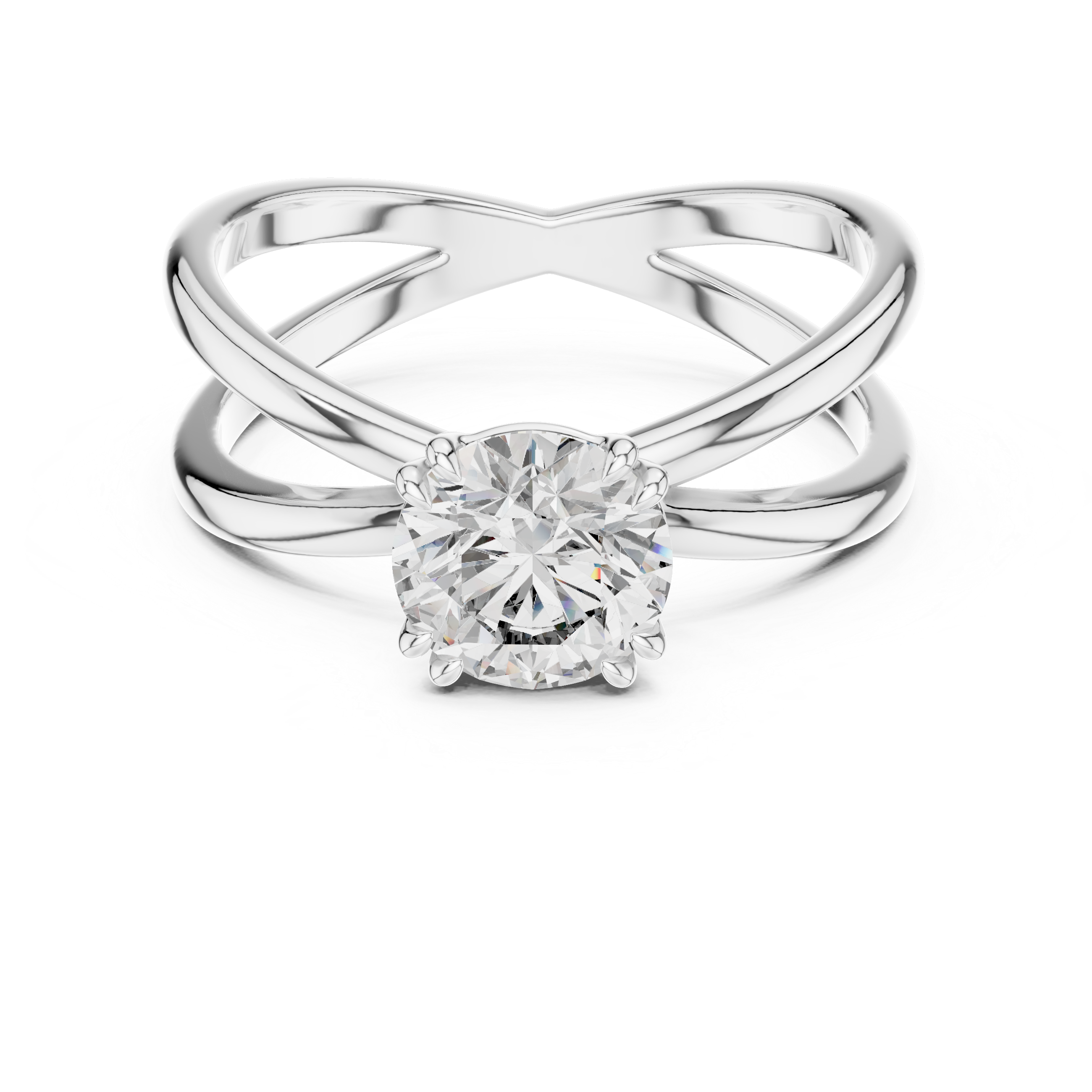 1 Carat Round Diamond Split Shank Engagement Ring