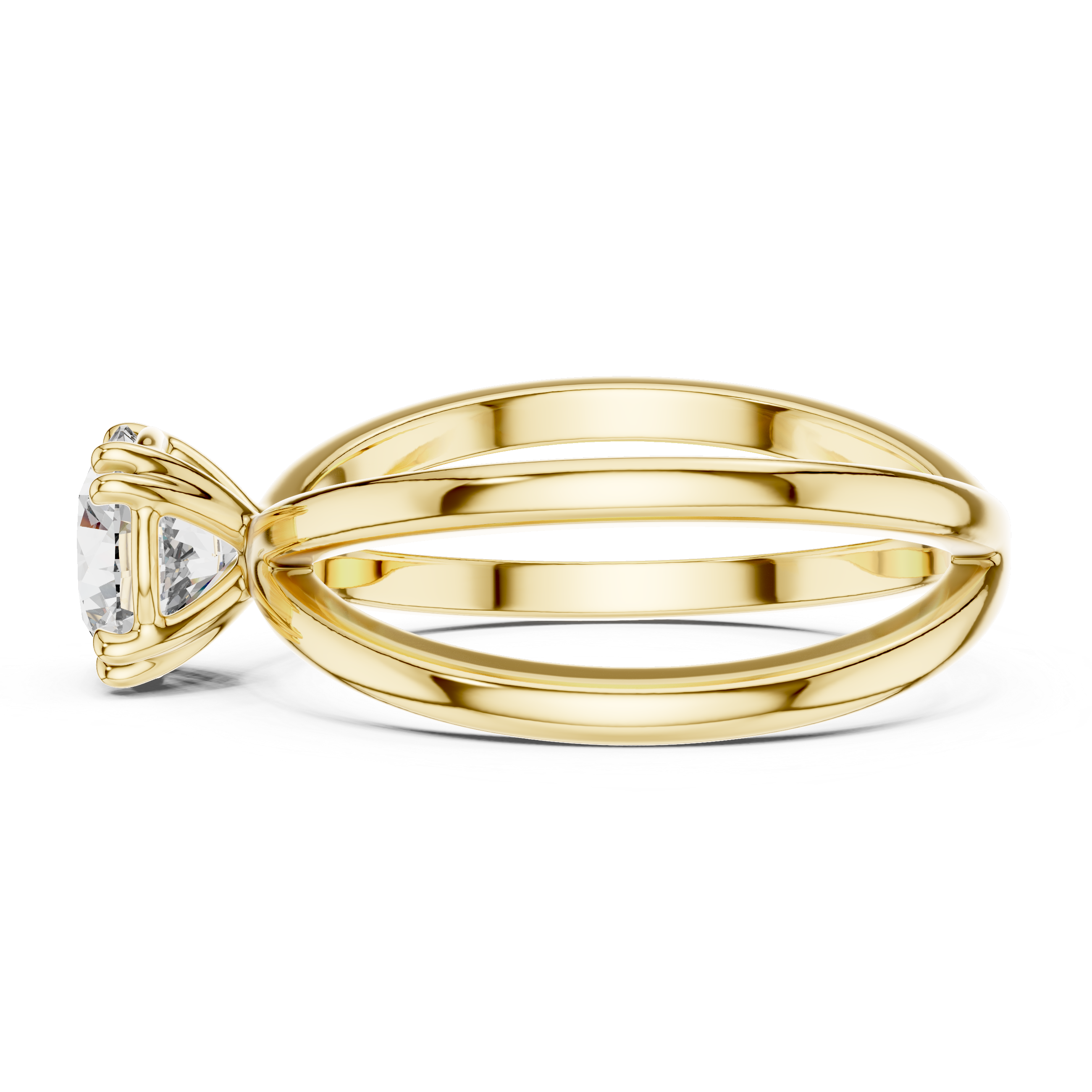 1 Carat Round Diamond Split Shank Engagement Ring