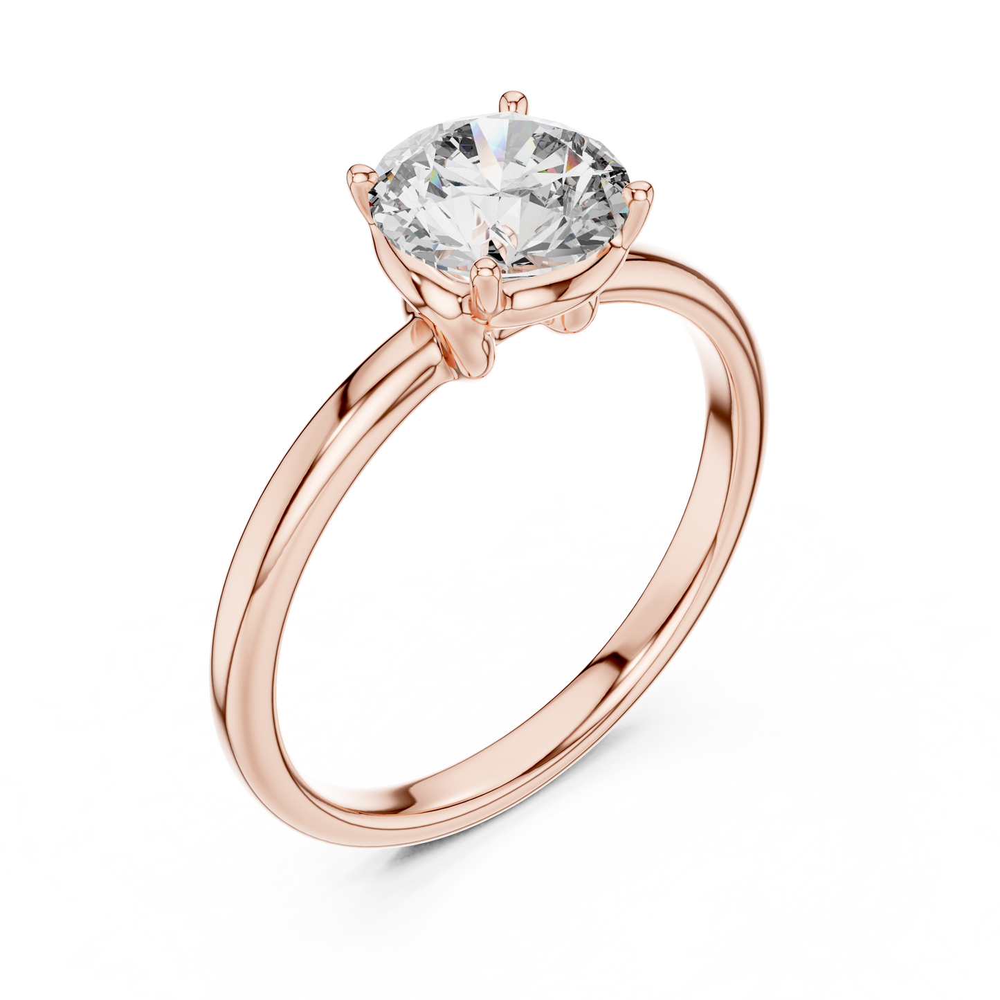 14K Yellow Gold Round Lab Diamond Solitaire Ring