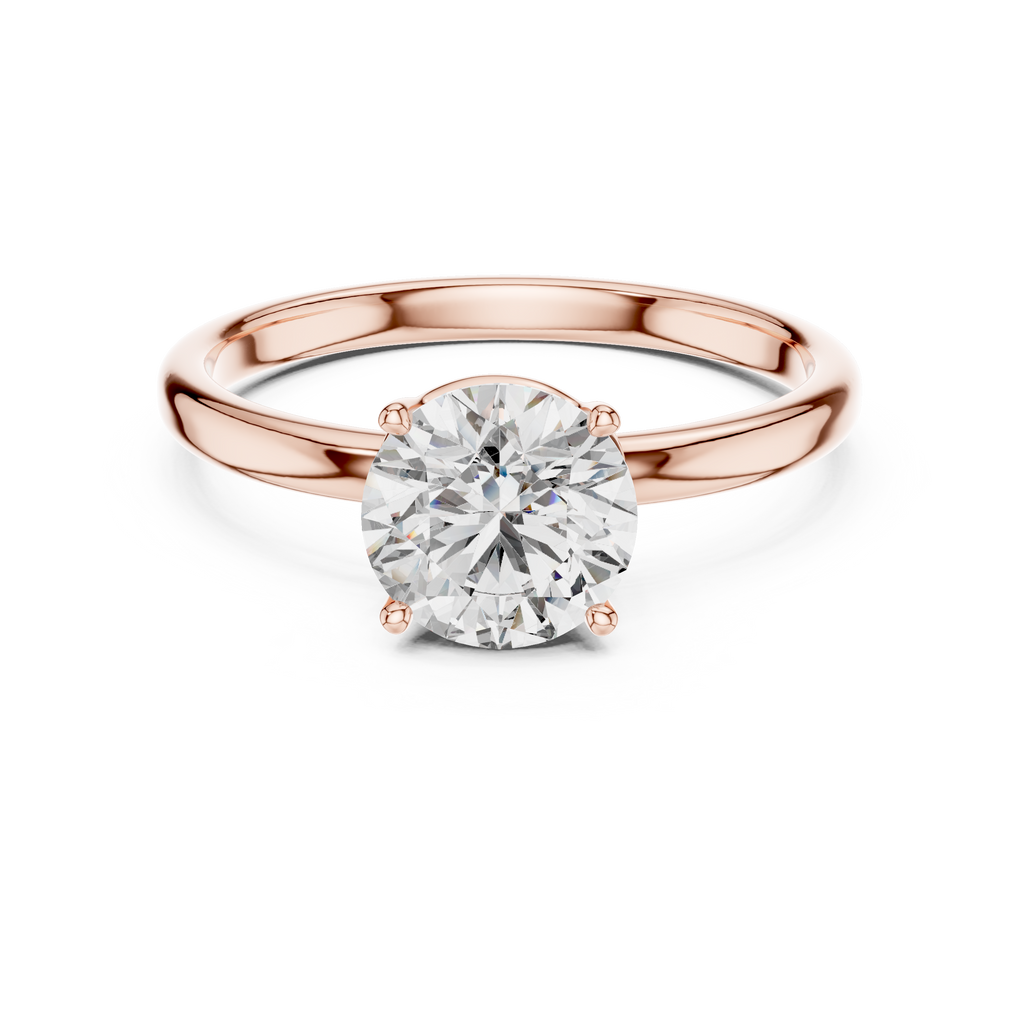 14K Yellow Gold Round Lab Diamond Solitaire Ring
