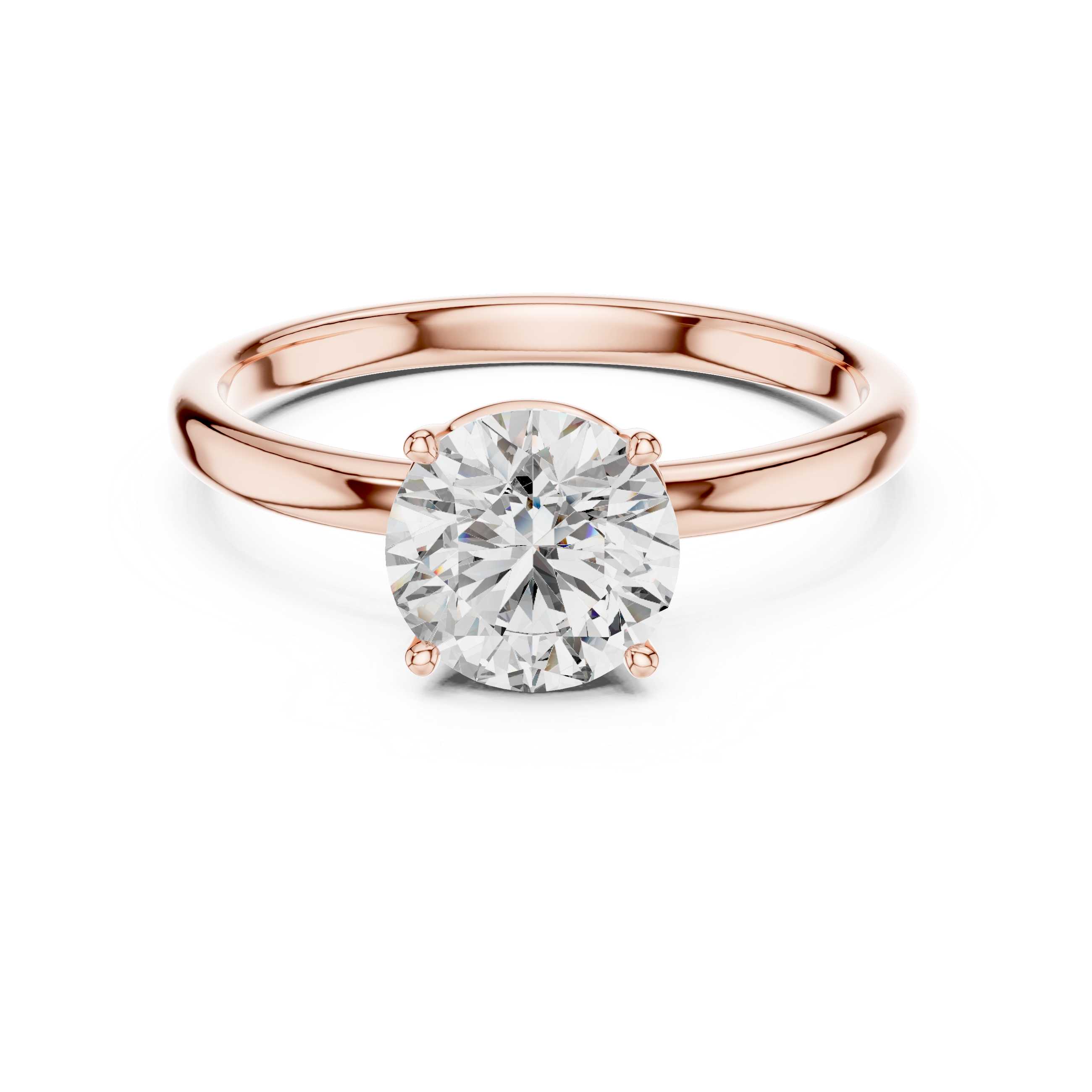 14K Yellow Gold Round Lab Diamond Solitaire Ring