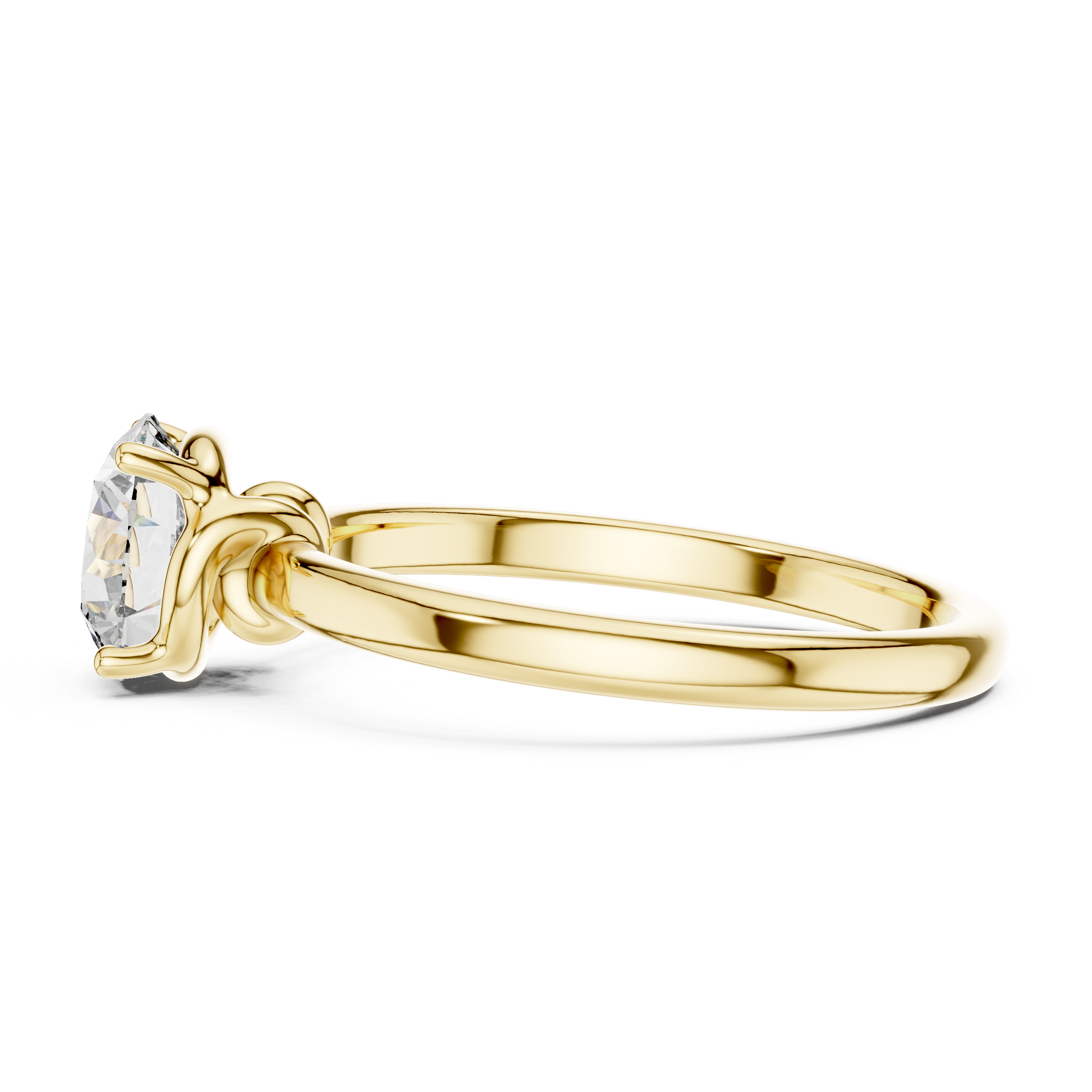 14K Yellow Gold Round Lab Diamond Solitaire Ring
