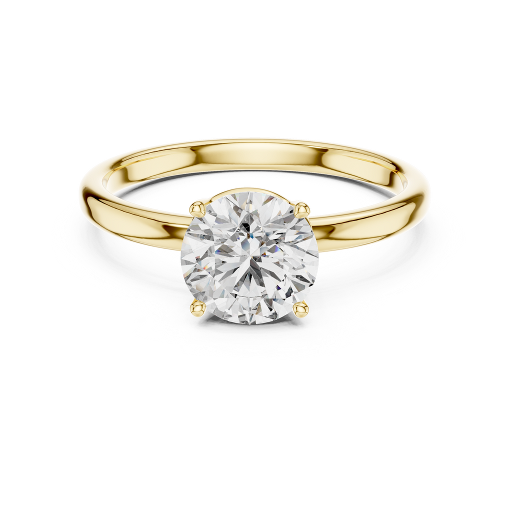 14K Yellow Gold Round Lab Diamond Solitaire Ring