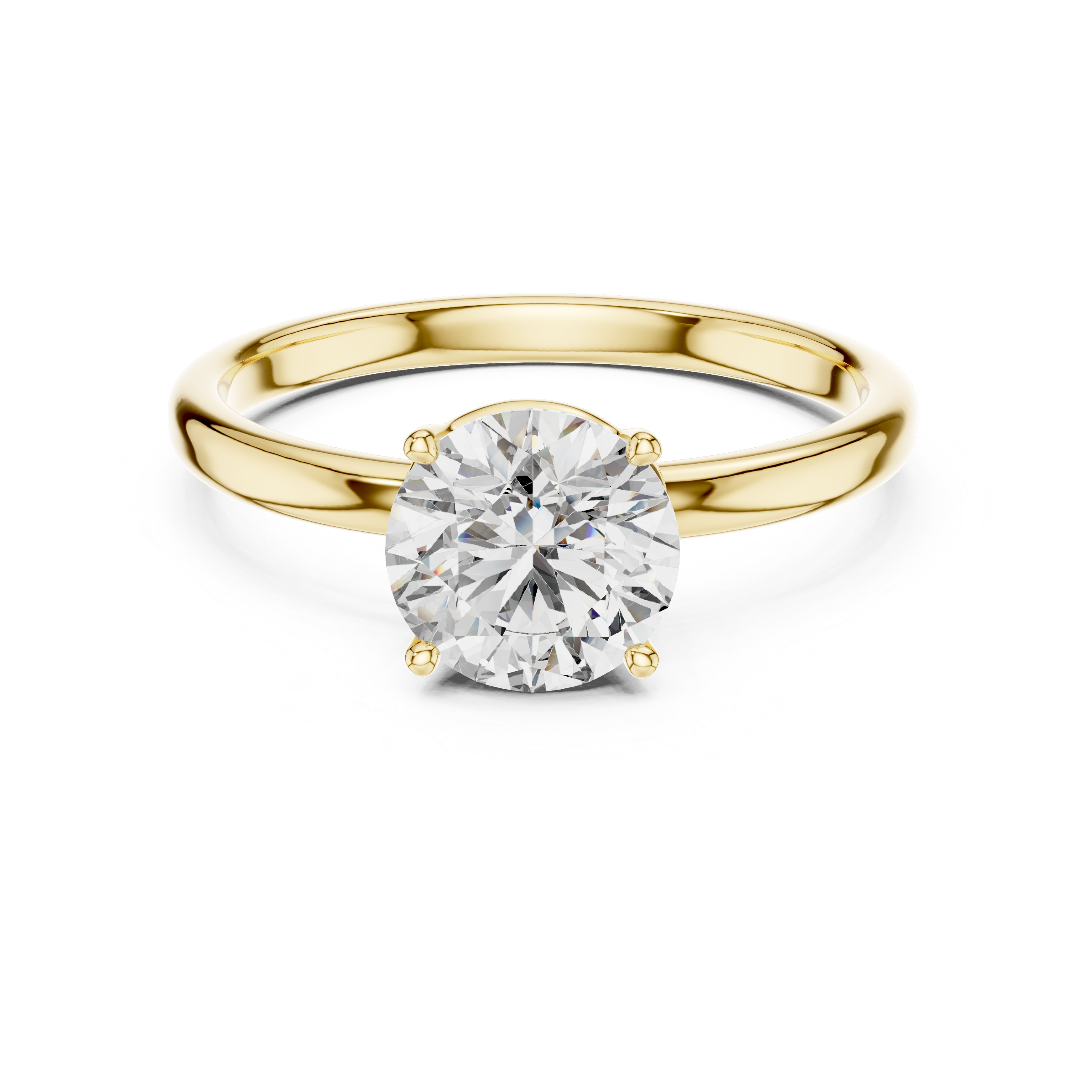 14K Yellow Gold Round Lab Diamond Solitaire Ring