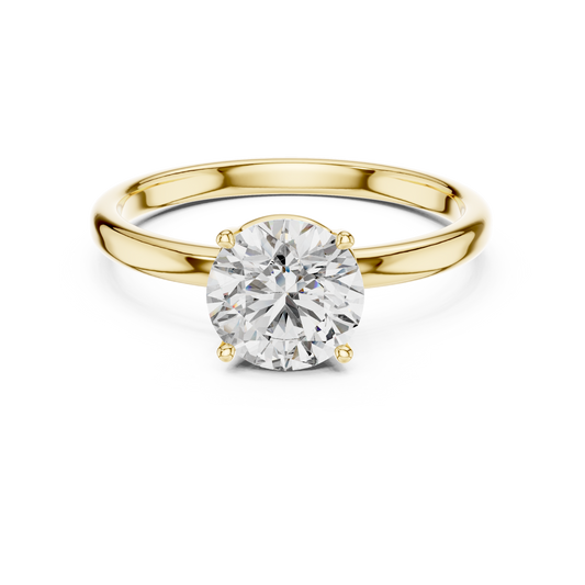 14K Yellow Gold Round Lab Diamond Solitaire Ring