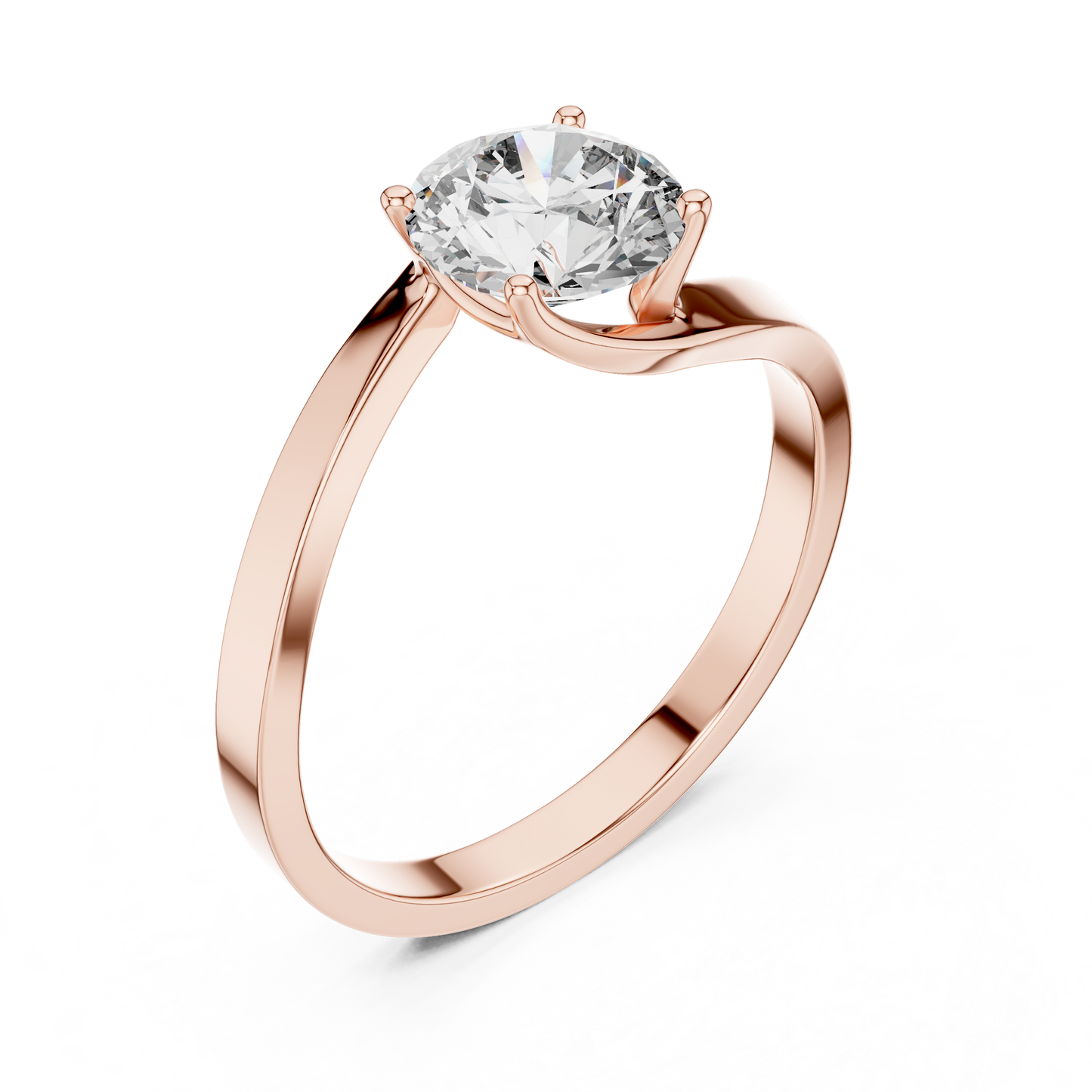 Round Lab Diamond Bypass Solitaire Engagement Ring