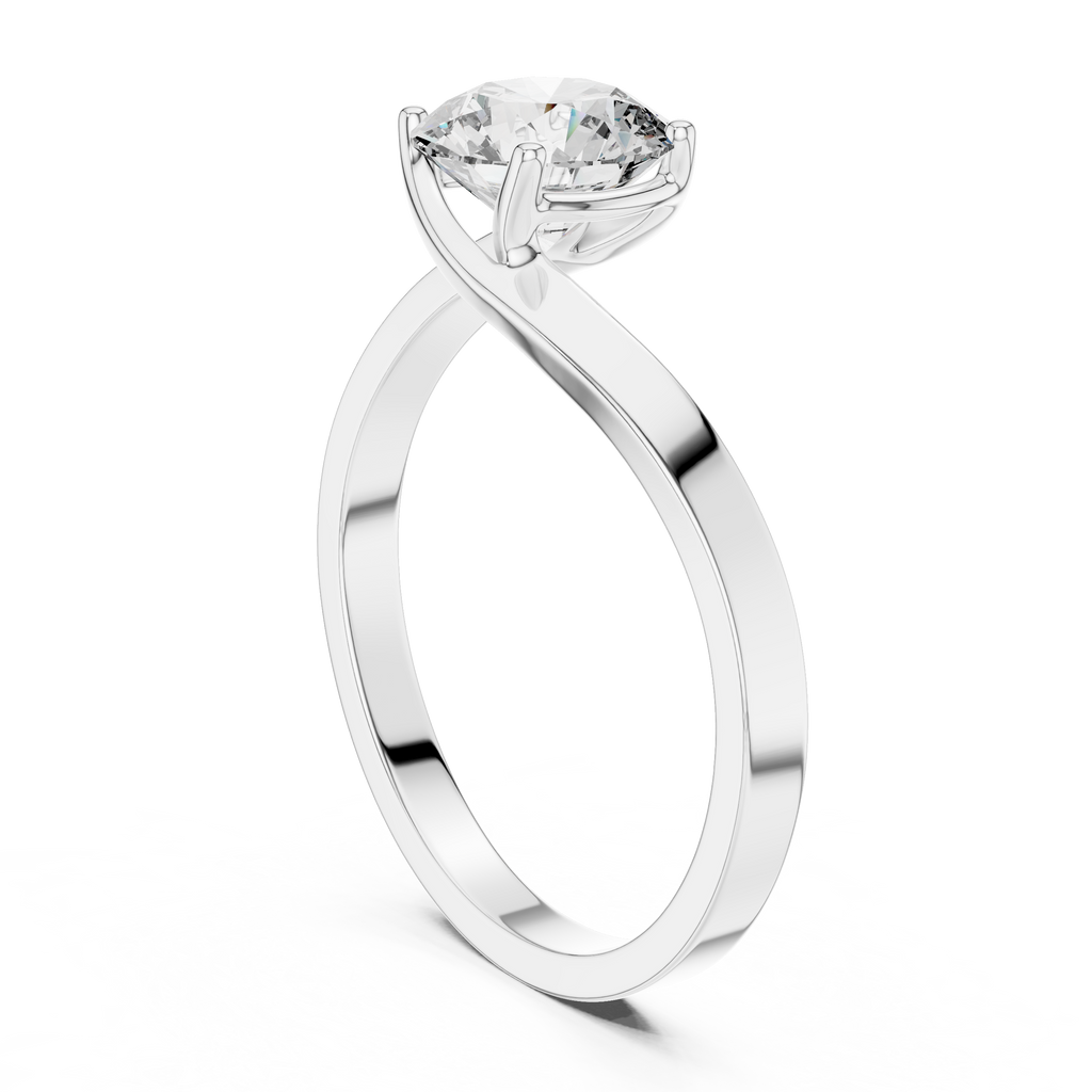 Round Lab Diamond Bypass Solitaire Engagement Ring