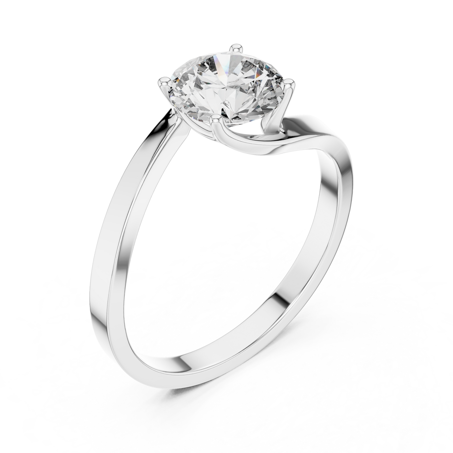 Round Lab Diamond Bypass Solitaire Engagement Ring