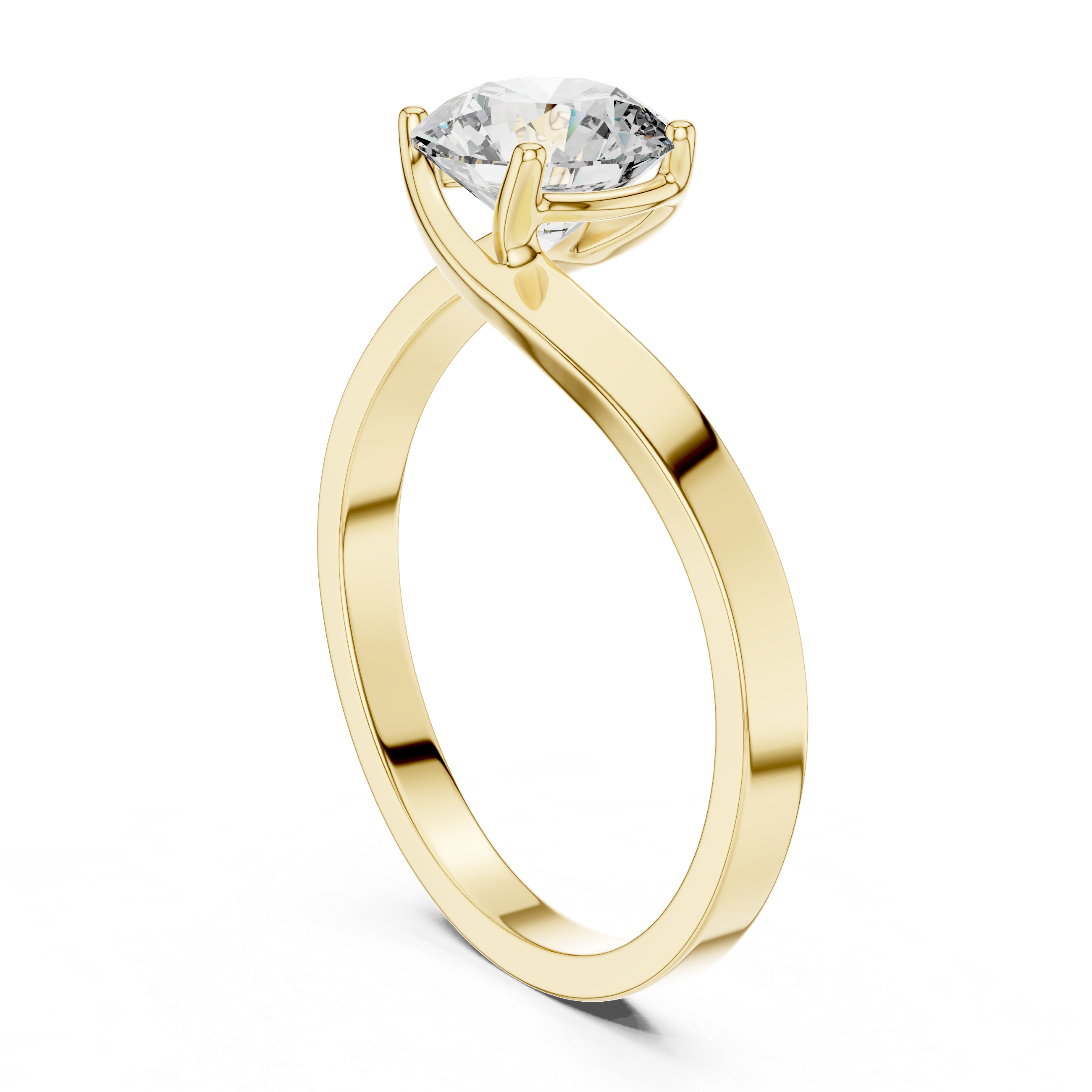 Round Lab Diamond Bypass Solitaire Engagement Ring