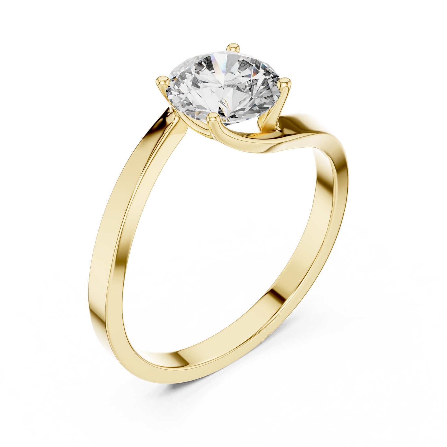Round Lab Diamond Bypass Solitaire Engagement Ring