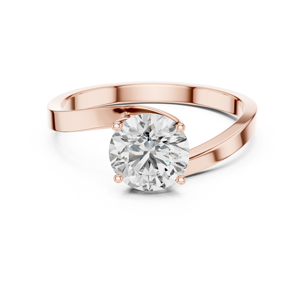 Round Lab Diamond Bypass Solitaire Engagement Ring