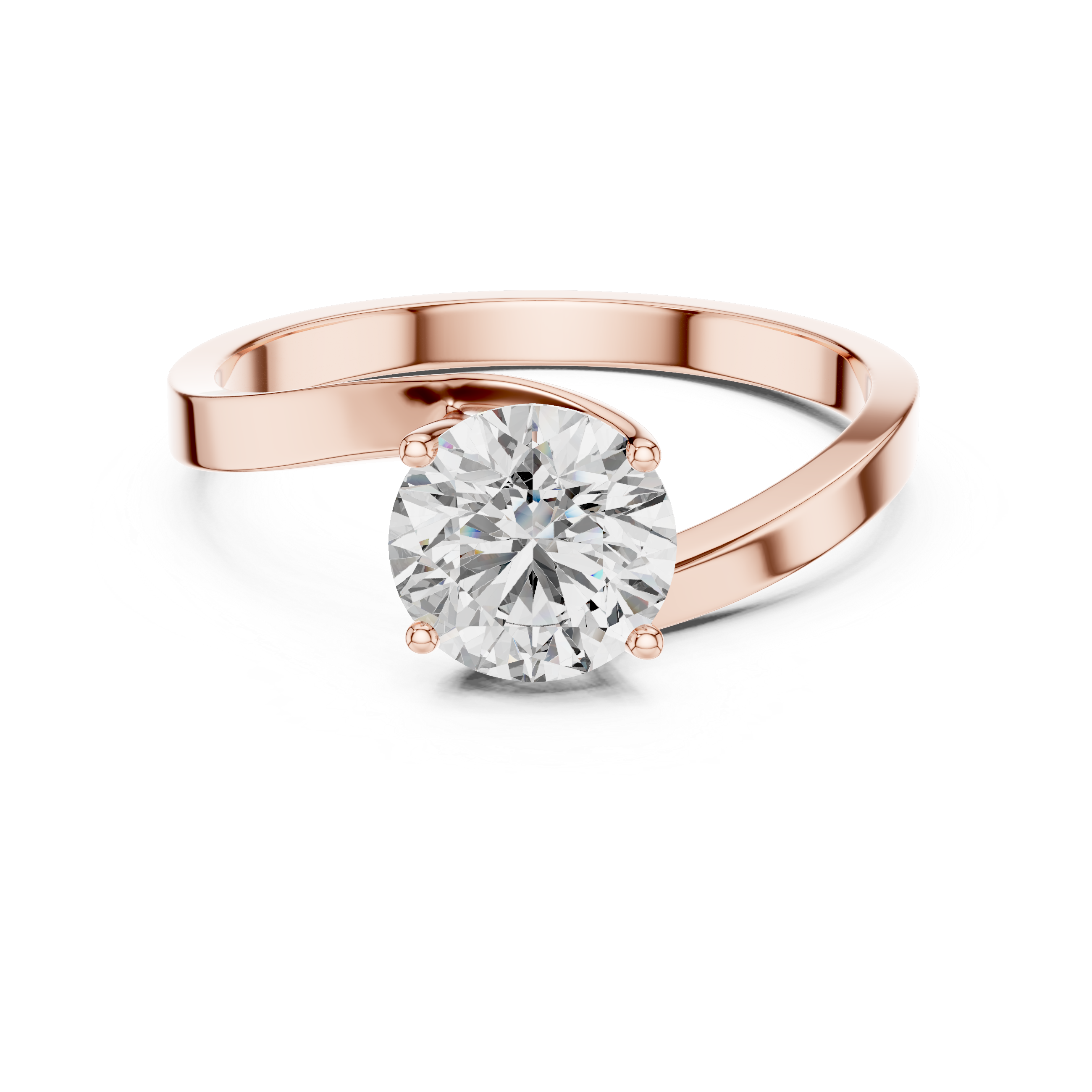 Round Lab Diamond Bypass Solitaire Engagement Ring